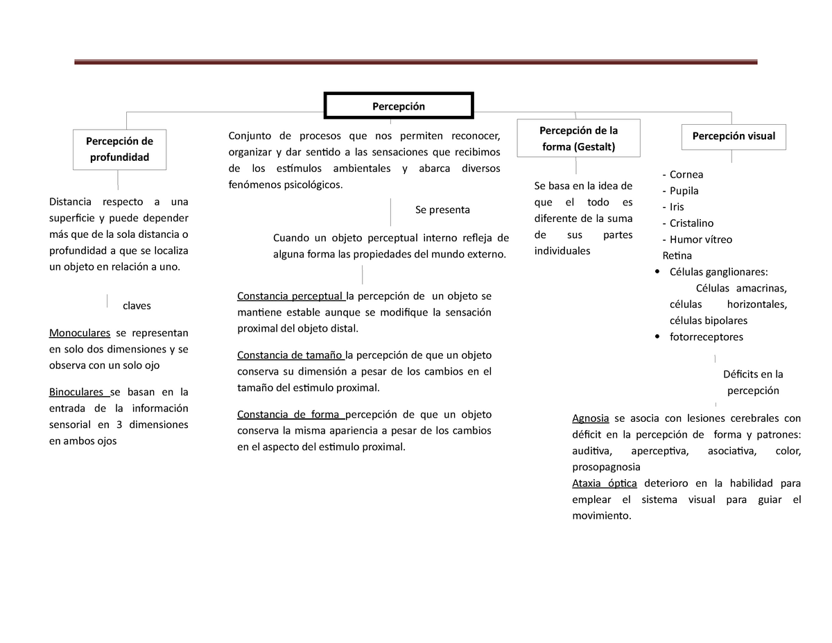 Mapa conceptual percepciones - de profundidad Distancia respecto a una ...