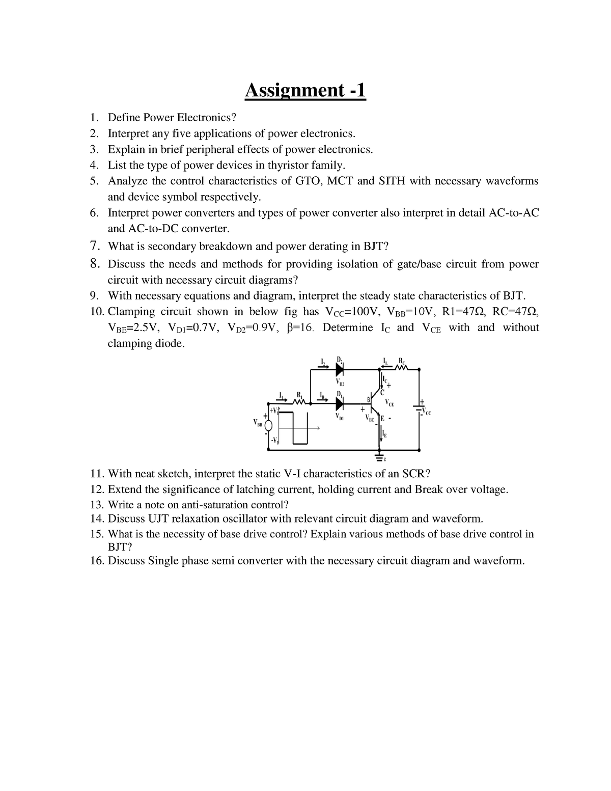 power electronics assignment questions