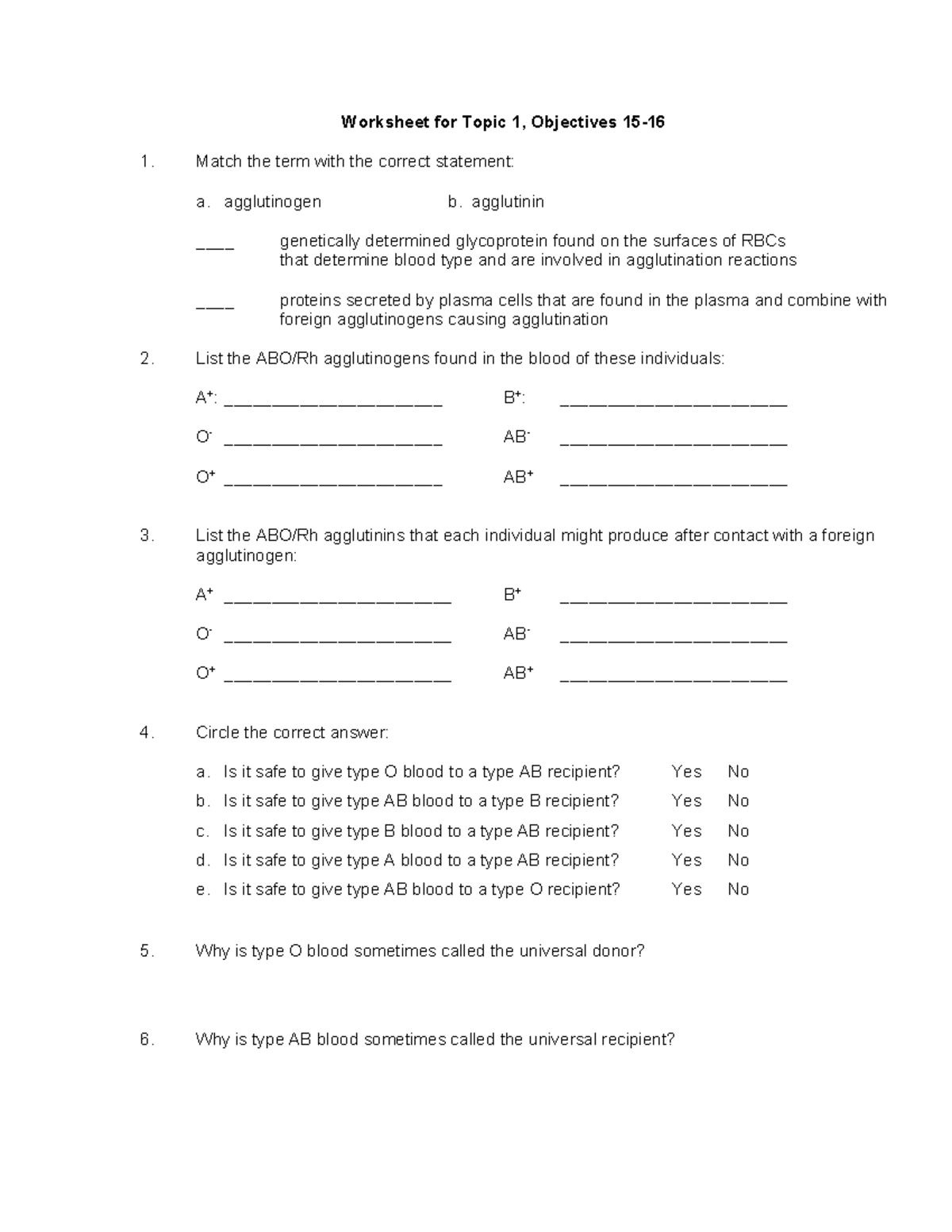 Worksheet for Topic 1, Obj. 15-16 - Worksheet for Topic 1, Objectives ...