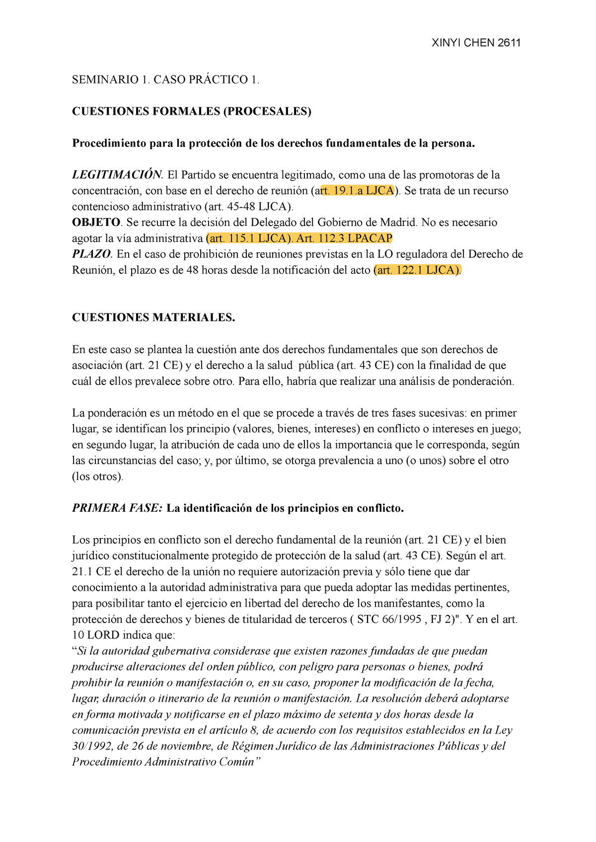 Seminario 1 Caso PrÁ Ctico 1 Xinyi Chen 2611 Seminario 1 Caso PrÁctico 1 Cuestiones 3957
