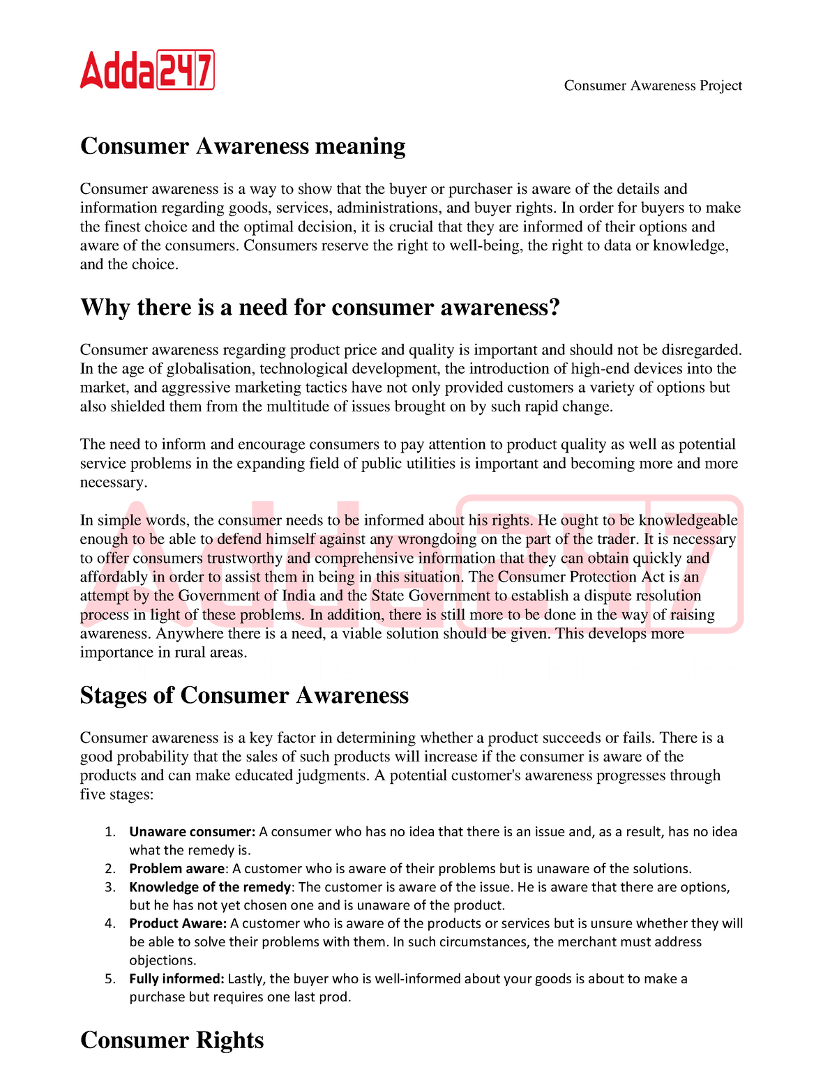 case study on consumer awareness for project