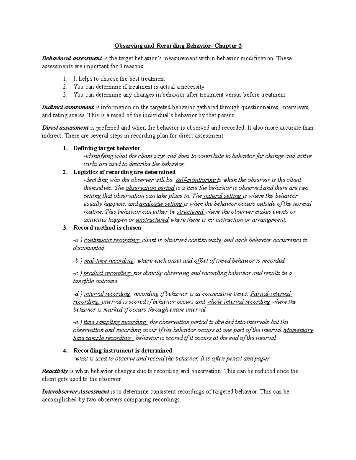 Ch 2 applied behavior analysis - Observing and Recording Behavior ...