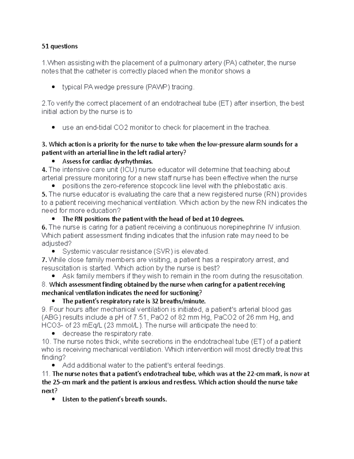 51 questions - Test lecture notes - 51 questions 1 assisting with the ...
