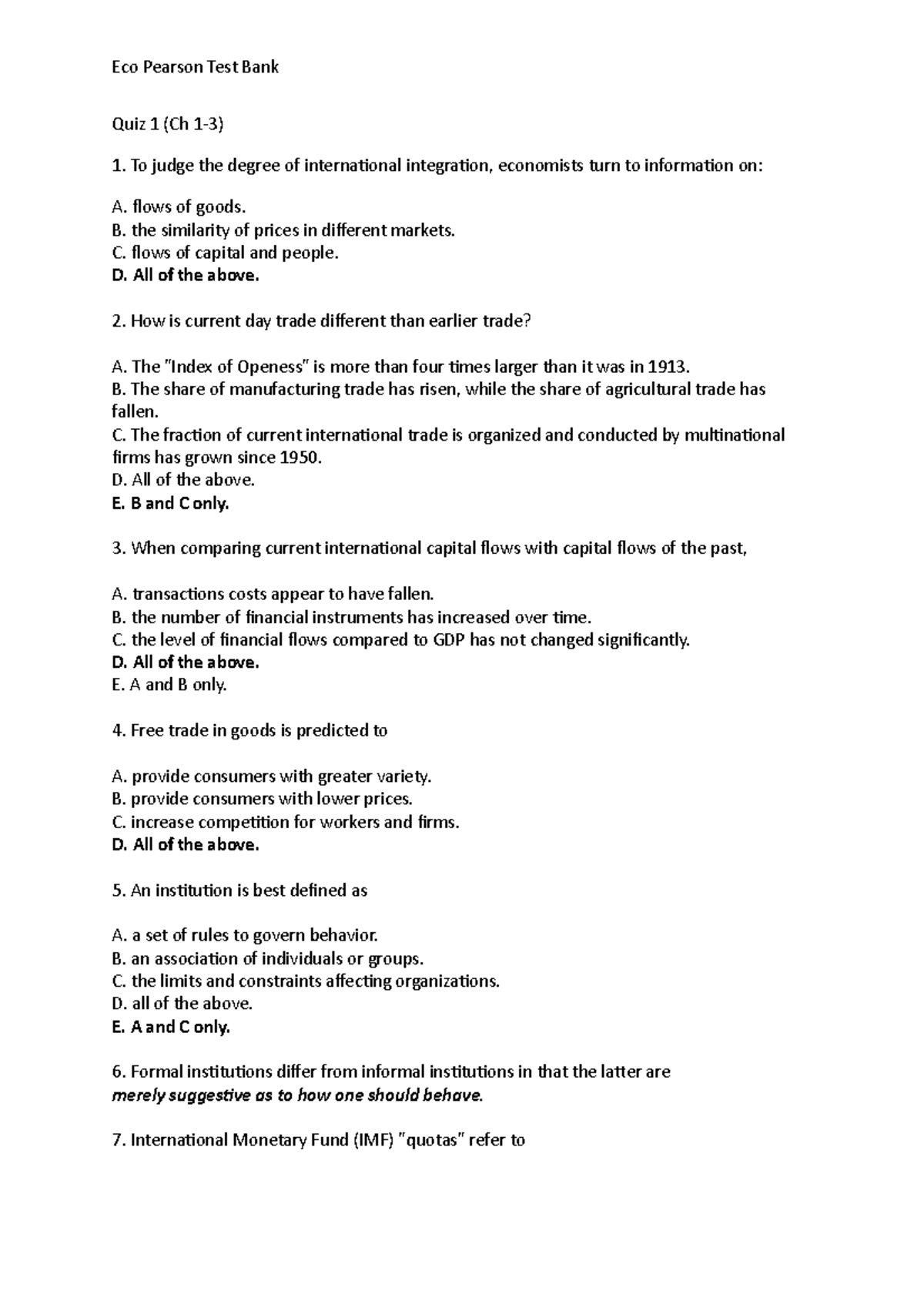 Eco Pearson Test Bank Quiz 1 2 Quiz 1 (Ch 13) To judge the degree