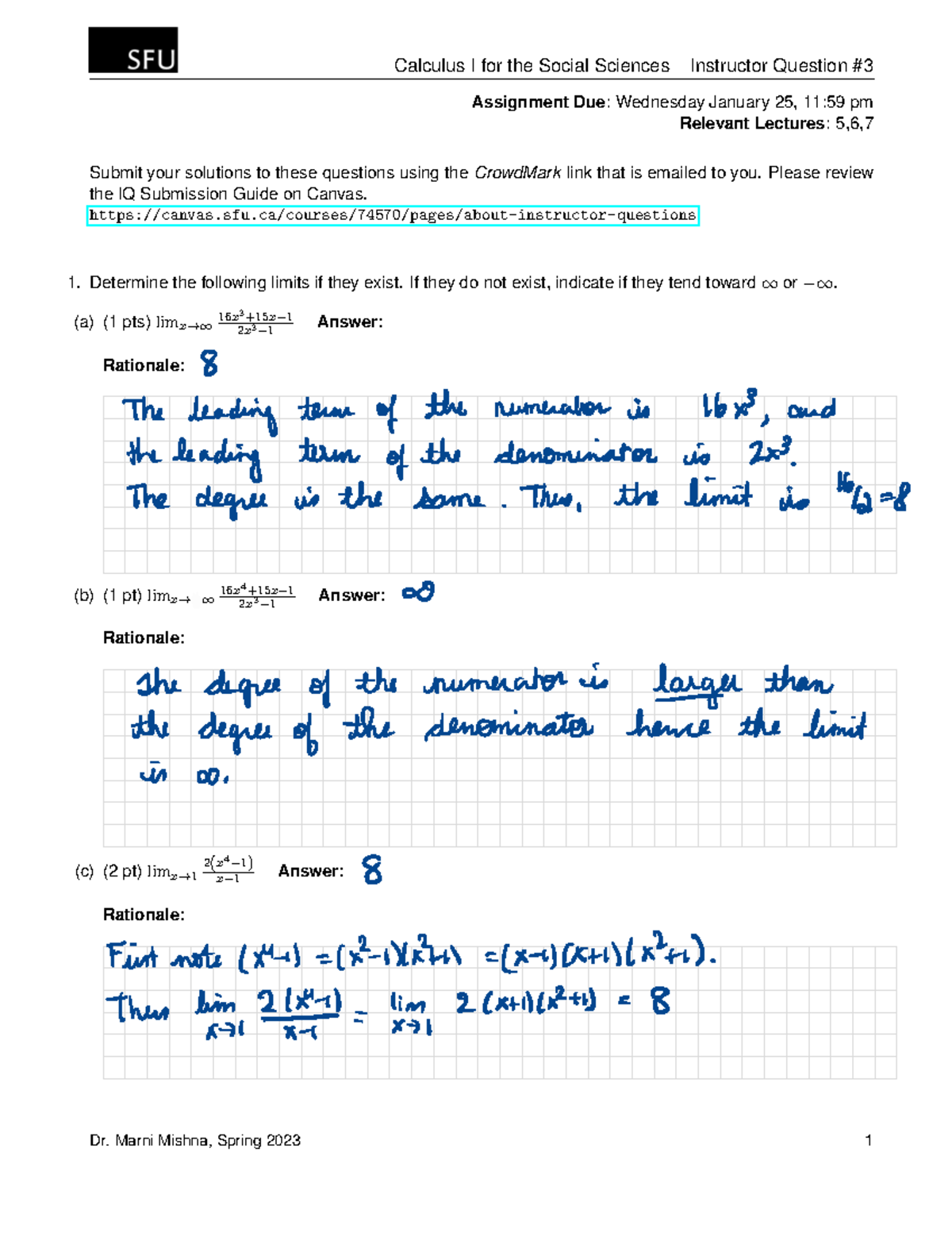 157IQ3-SOL - Math IQ for lesson 3 - Calculus I for the Social Sciences ...