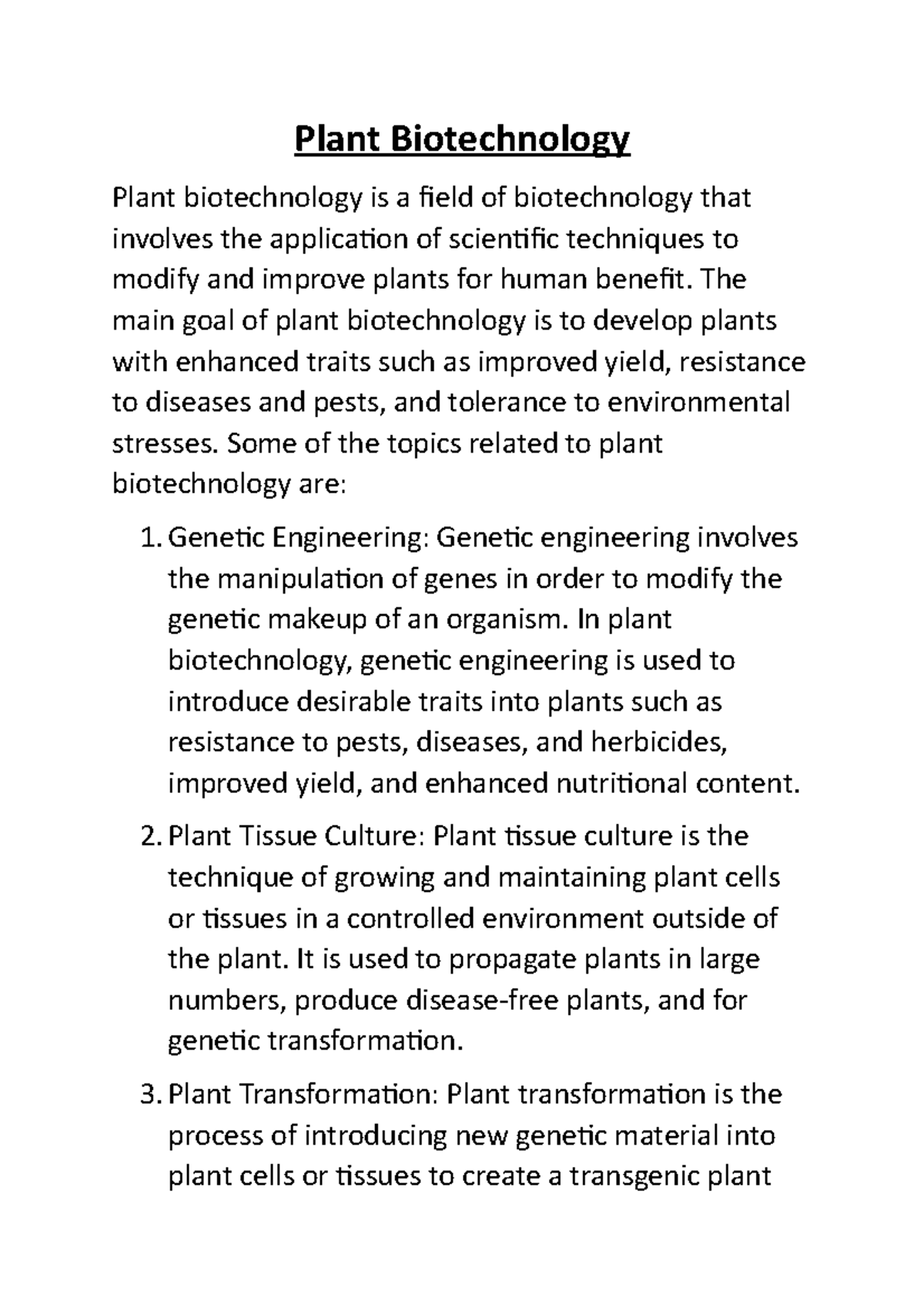 case study in plant biotechnology