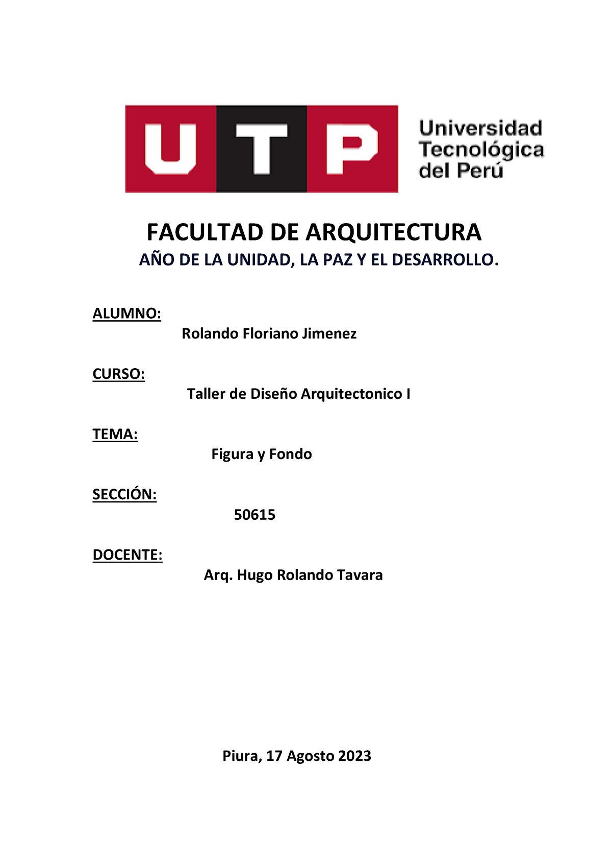 Dibujo Arquitectonico I ( Figura Y Fondo) - Arquitectura - UTP - Studocu