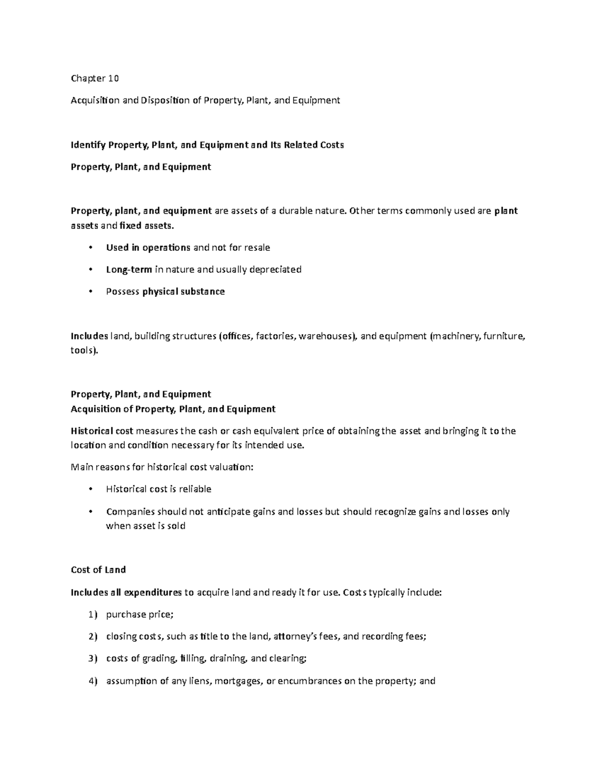 Chapter 10 Lecture Notes 2 - Chapter 10 Acquisition And Disposition Of ...