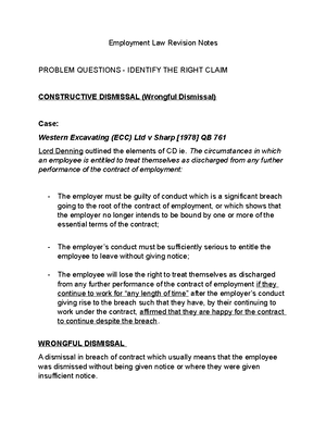 Employement week 6 - Lecture notes - EMPLOYMENT LAW AND PRACTICE Unit 6 ...