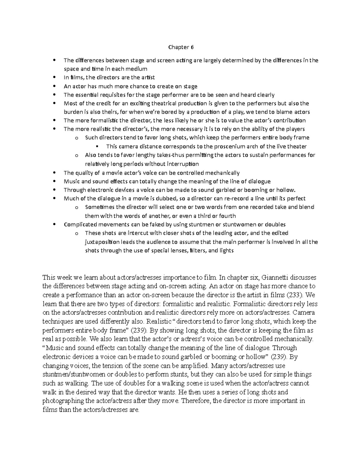 Ch6 - Lecture notes 6 - Chapter 6 The differences between stage and ...