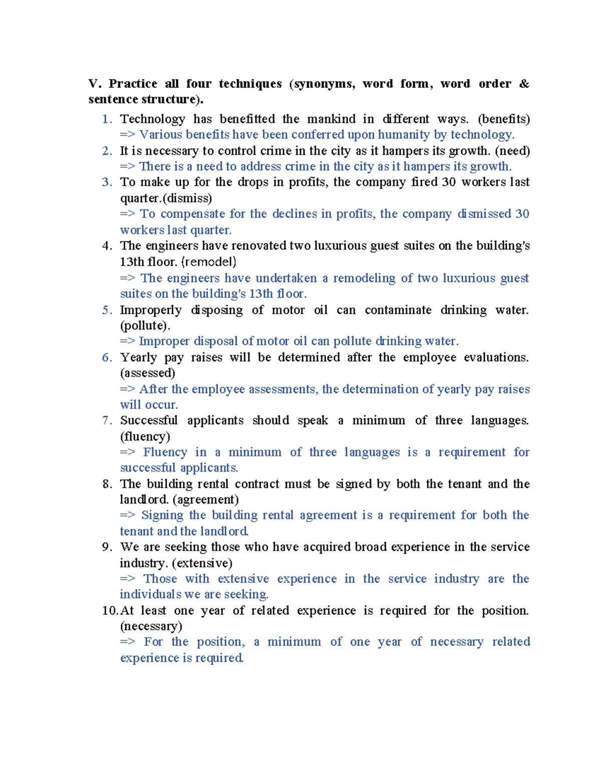 Homework writing abcxyz V. Practice all four techniques (synonyms