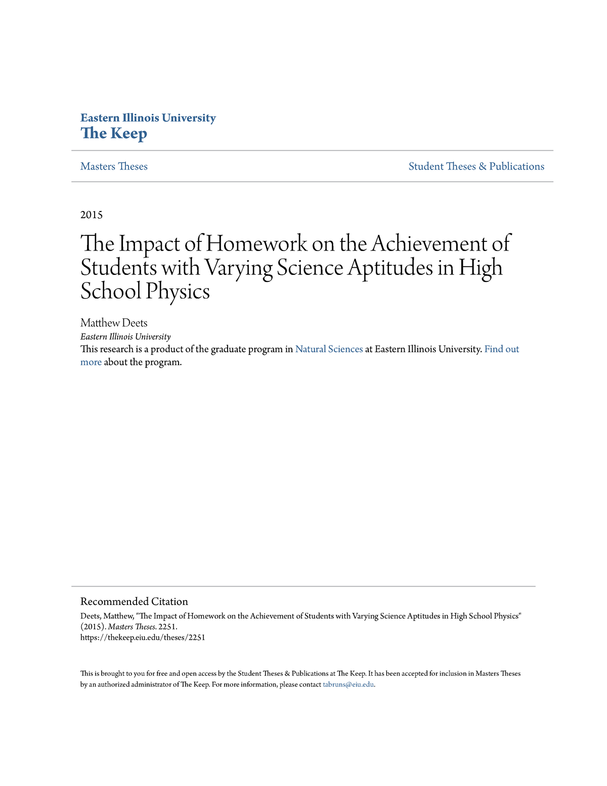 impact of homework on student achievement