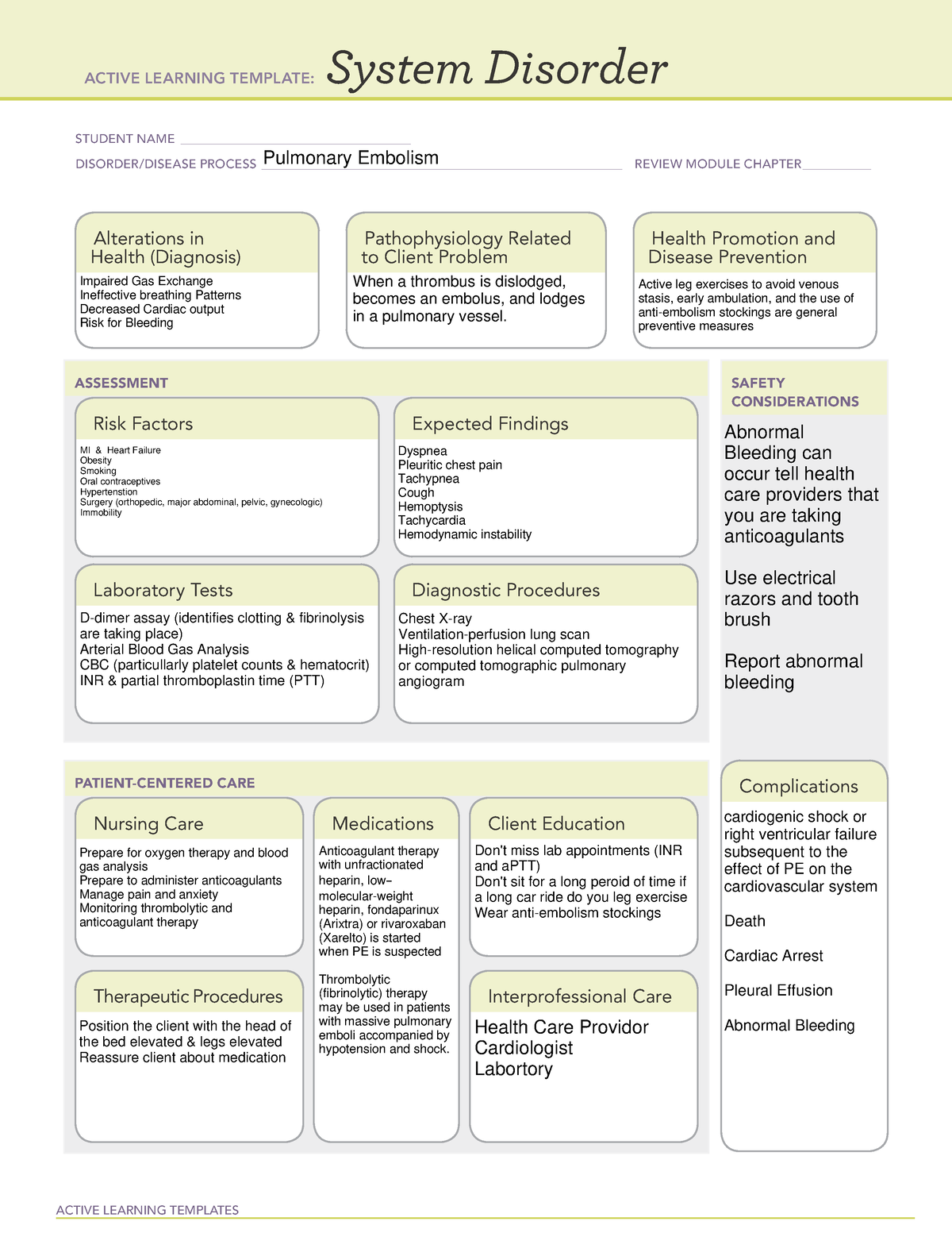 System Disorder blank - ACTIVE LEARNING TEMPLATES System Disorder ...