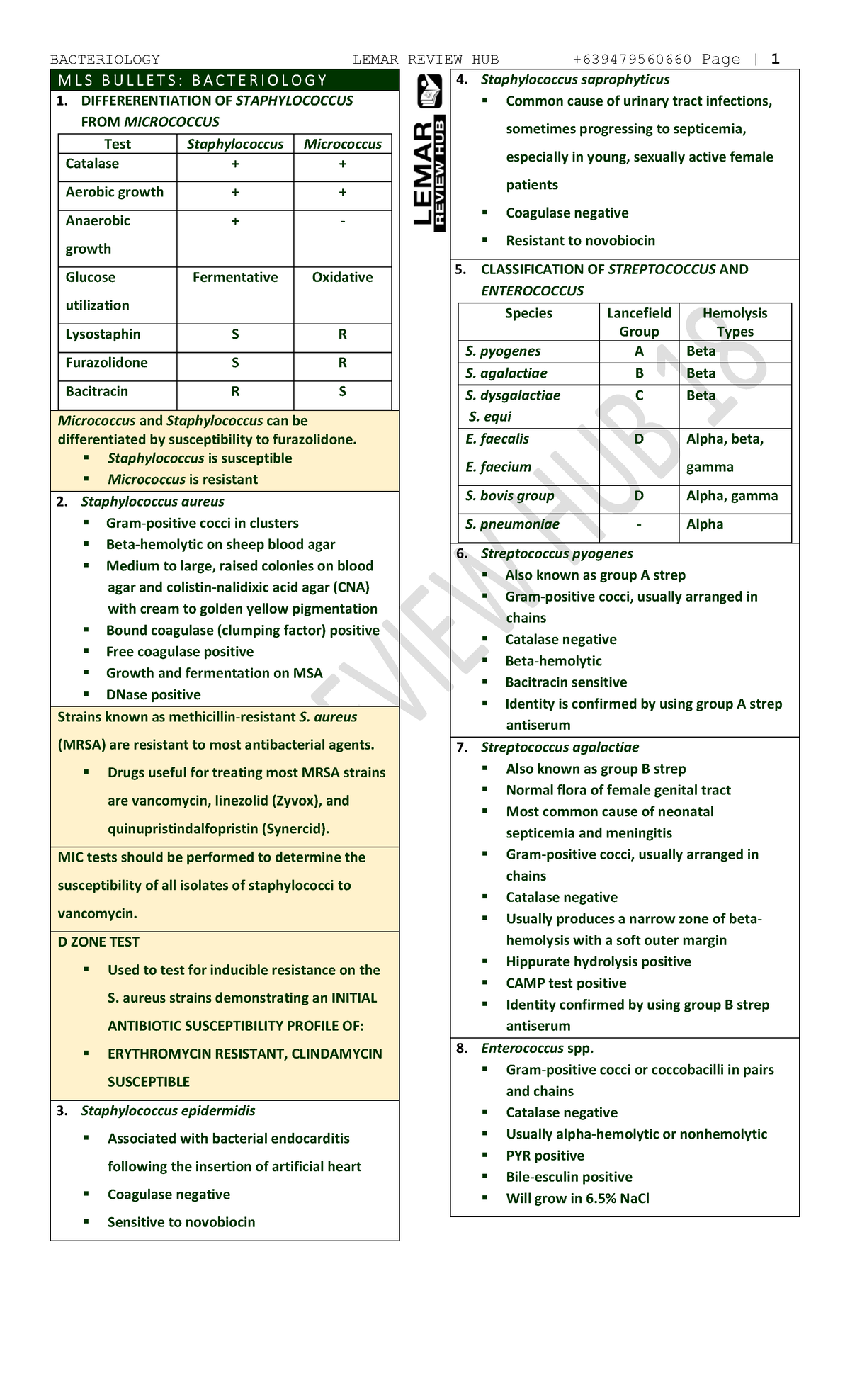 Bacteriology Review Notes - M L S B U L L E T S : B A C T E R I O L O G ...