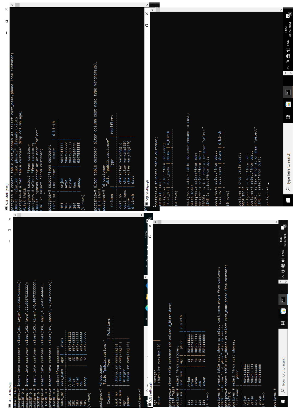 Dbms1 - Dbms module 1 - SQL Shell (psql) X SQL Shell (psql) create ...
