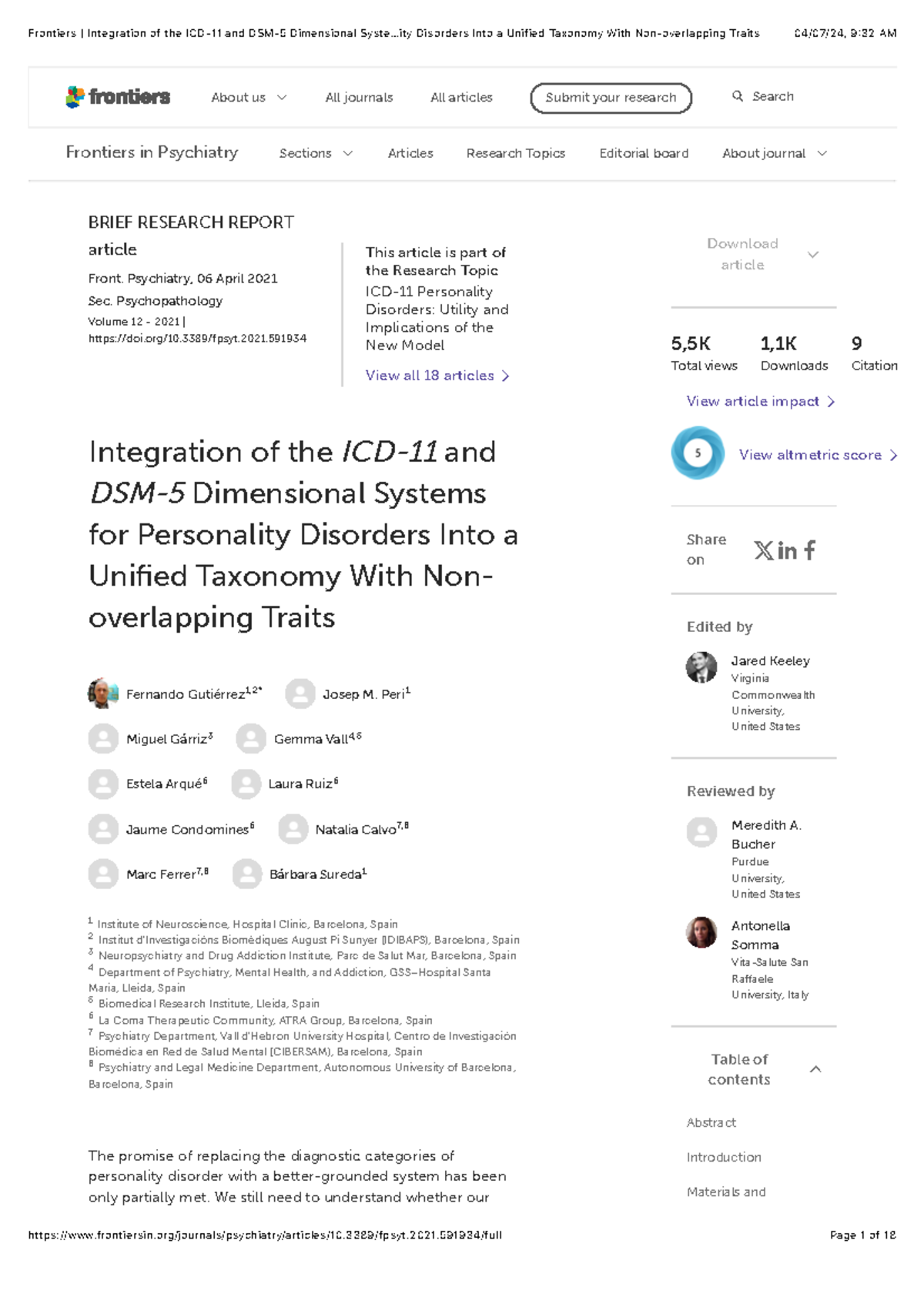Frontiers Integration of the ICD-11 and DSM-5 Dimensional Systems for ...