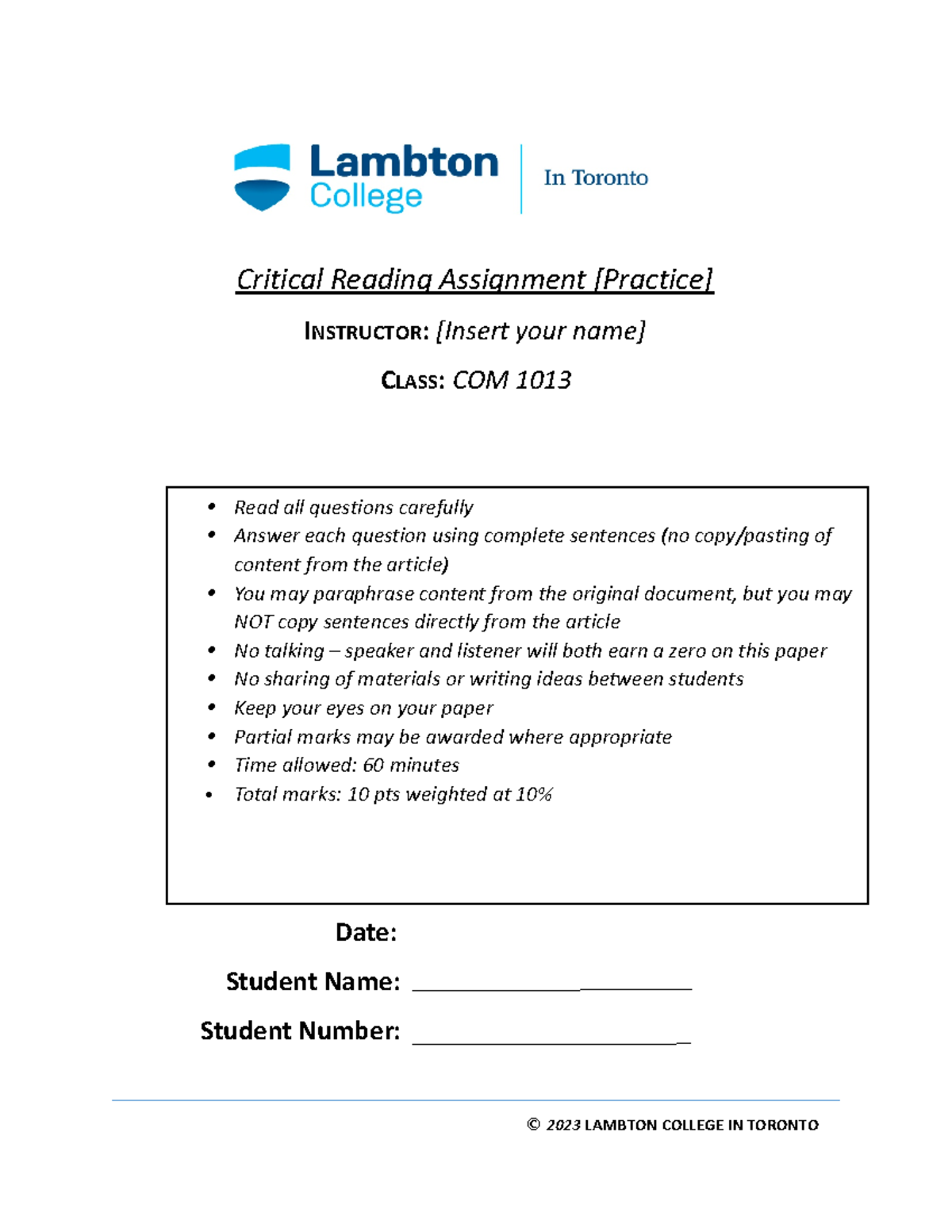Critical Reading Practice C - Critical Reading Assignment [Practice ...