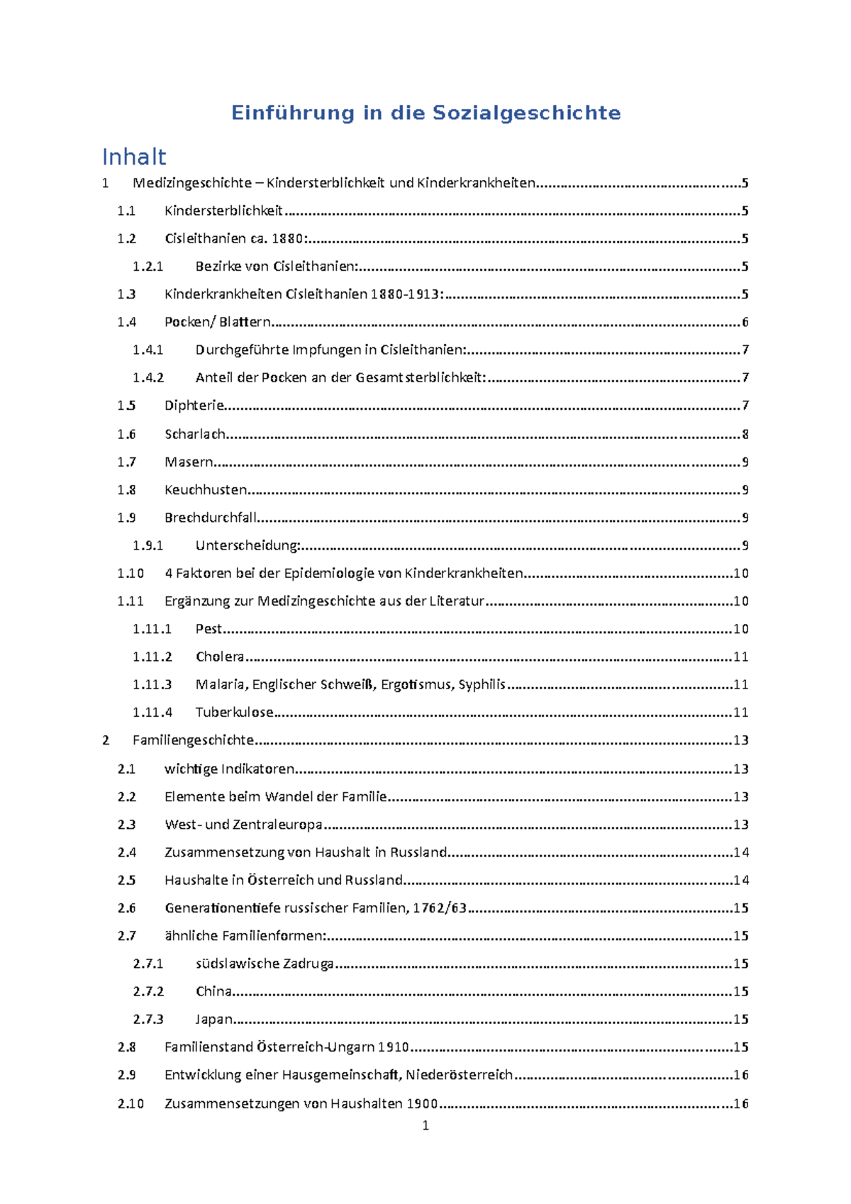Mfa Lernfeld 1 Zusammenfassung Mitschrift - Prof. Pammer - Einführung in die Sozialgeschichte 1