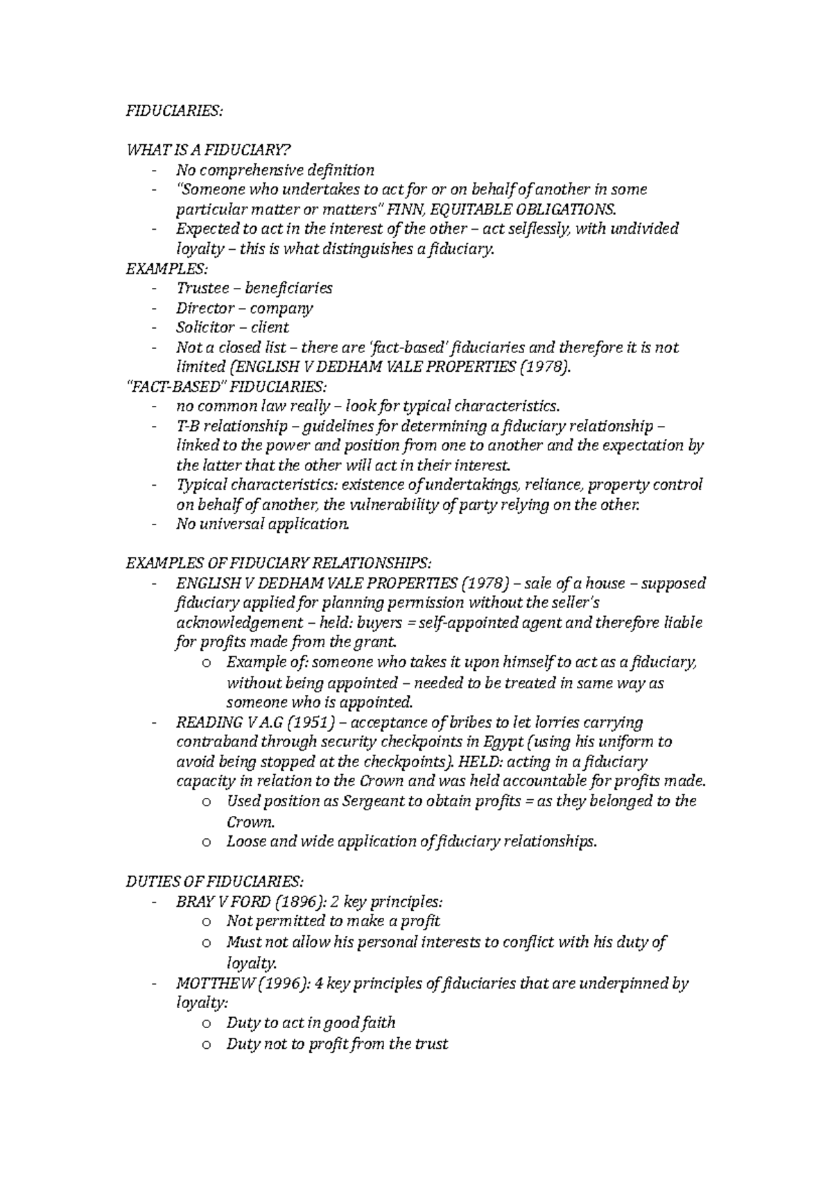 Fiduciaries - FIDUCIARIES: WHAT IS A FIDUCIARY? No comprehensive ...