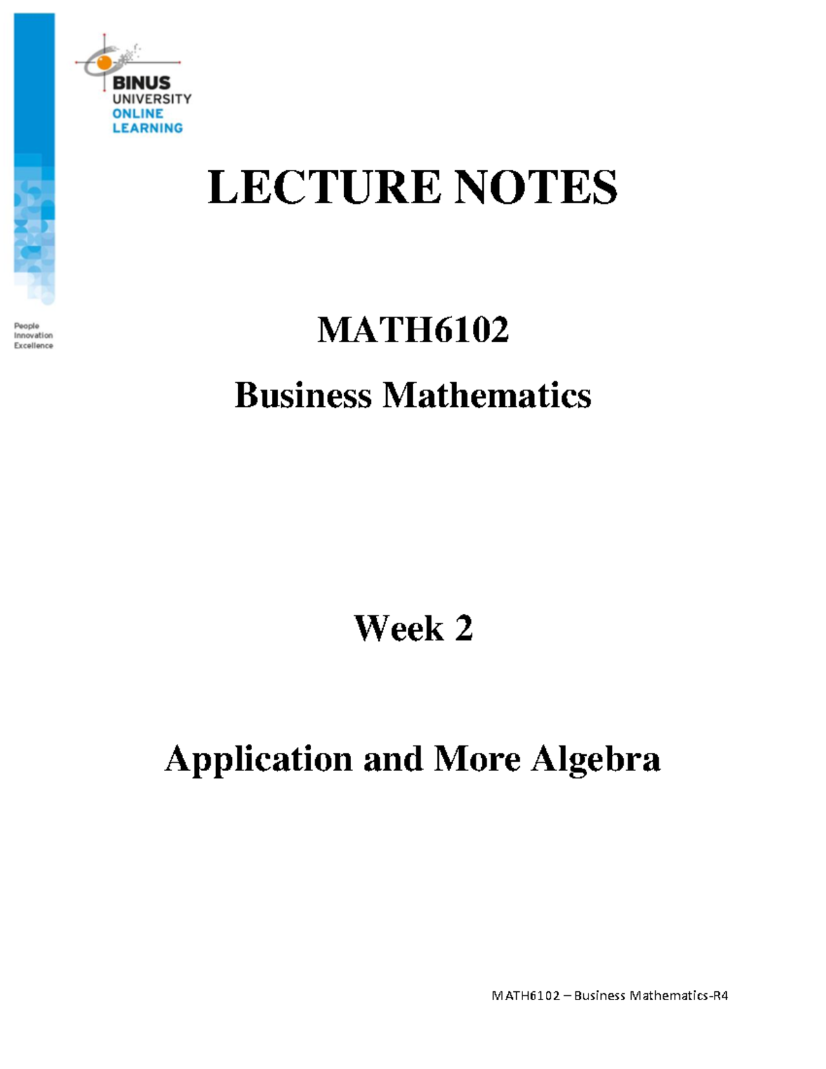 202008 31035859 LN2 Ok - Business Mathematic - LECTURE NOTES MATH ...