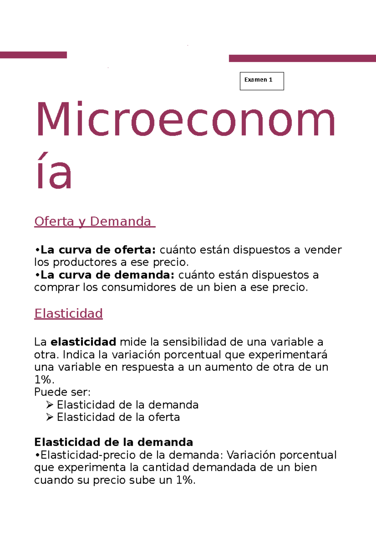 Microeconomia - Microeconom ía Oferta Y Demanda La Curva De Oferta ...