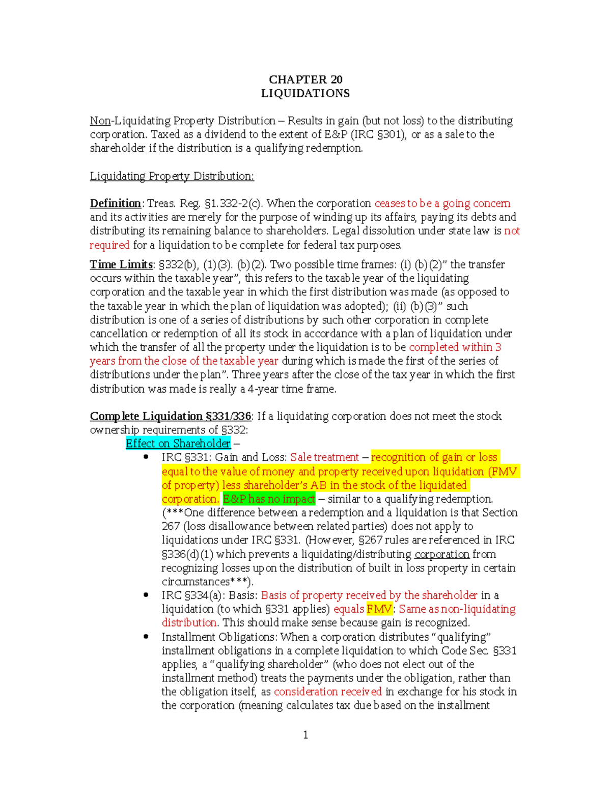 Chapt 20 - Notes 2022 - CHAPTER 20 LIQUIDATIONS Non-Liquidating ...