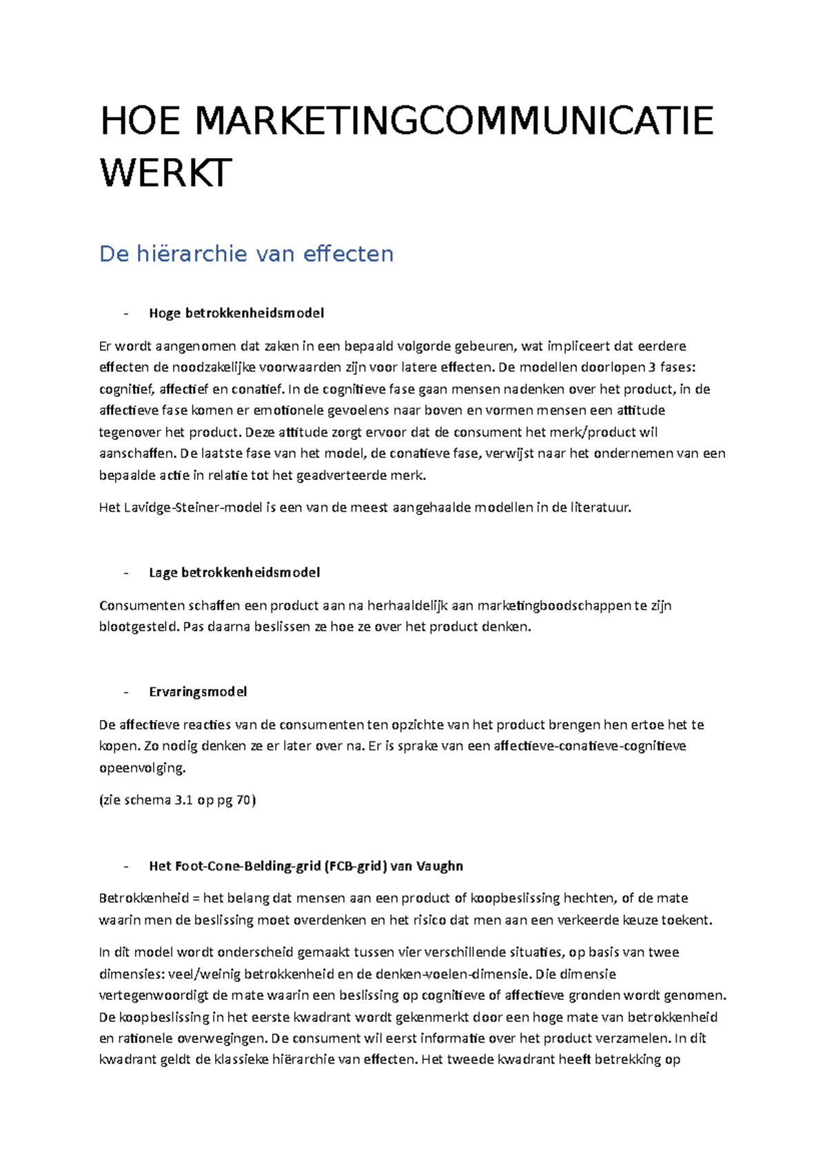 Hoofdstuk 3 Marketingcommunicatie - HOE MARKETINGCOMMUNICATIE WERKT De ...