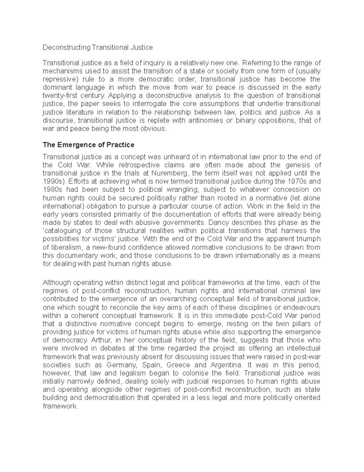 Deconstructing Transitional Justice - Deconstructing Transitional ...