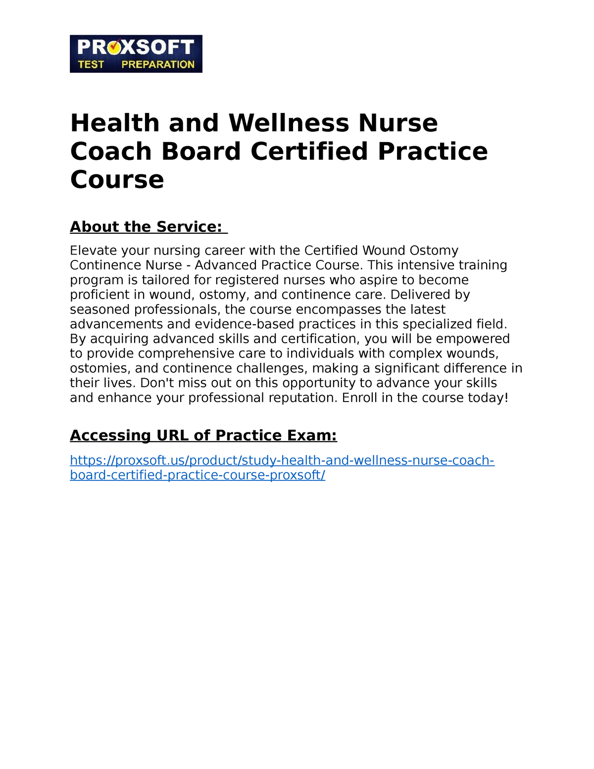 Health And Wellness Nurse Coach Board Certified Practice Course ...