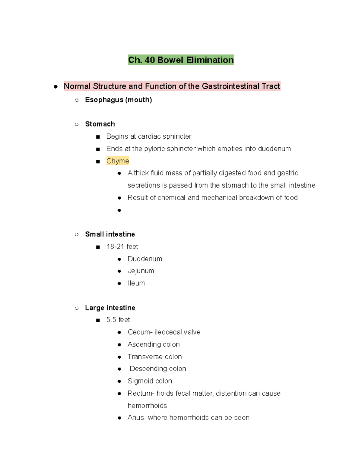 Ch. 40&41 Yoost Fundamental Of The Nursing 2nd Edition. - Ch. 40 Bowel ...