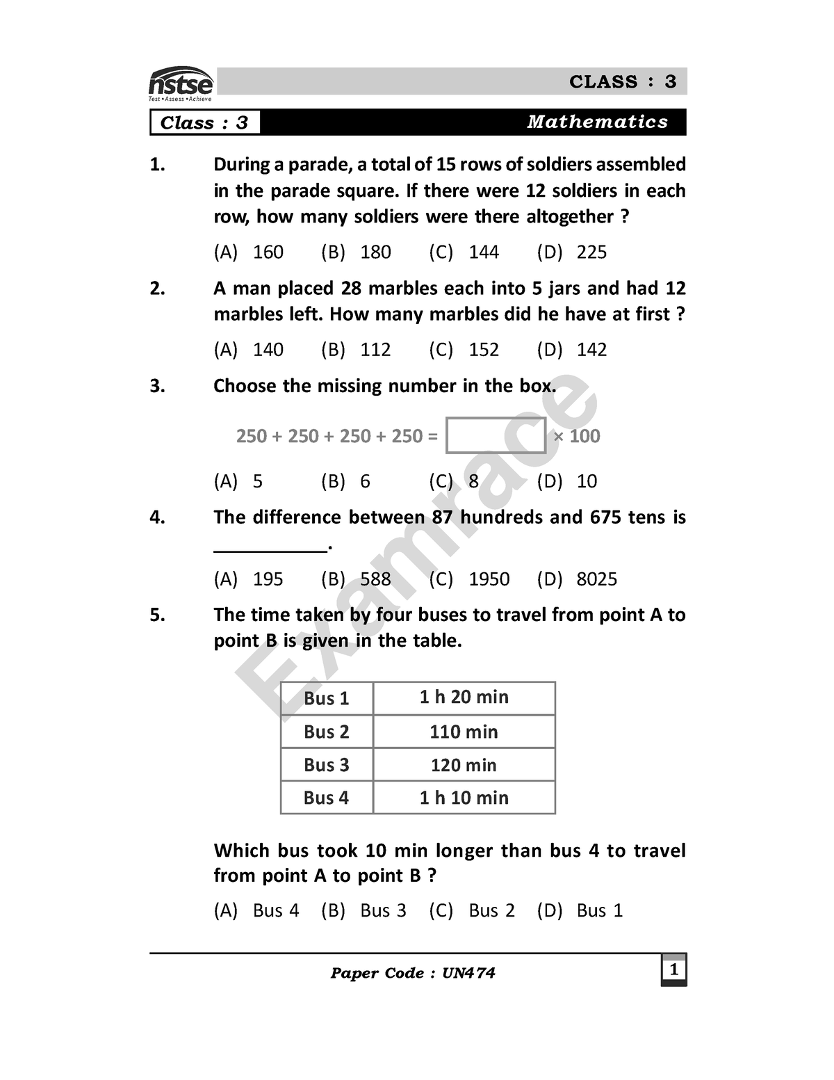 Nstse-Class-3-Solved-Paper-2022 - ExamraceExamraceExamrace ####### Test ...