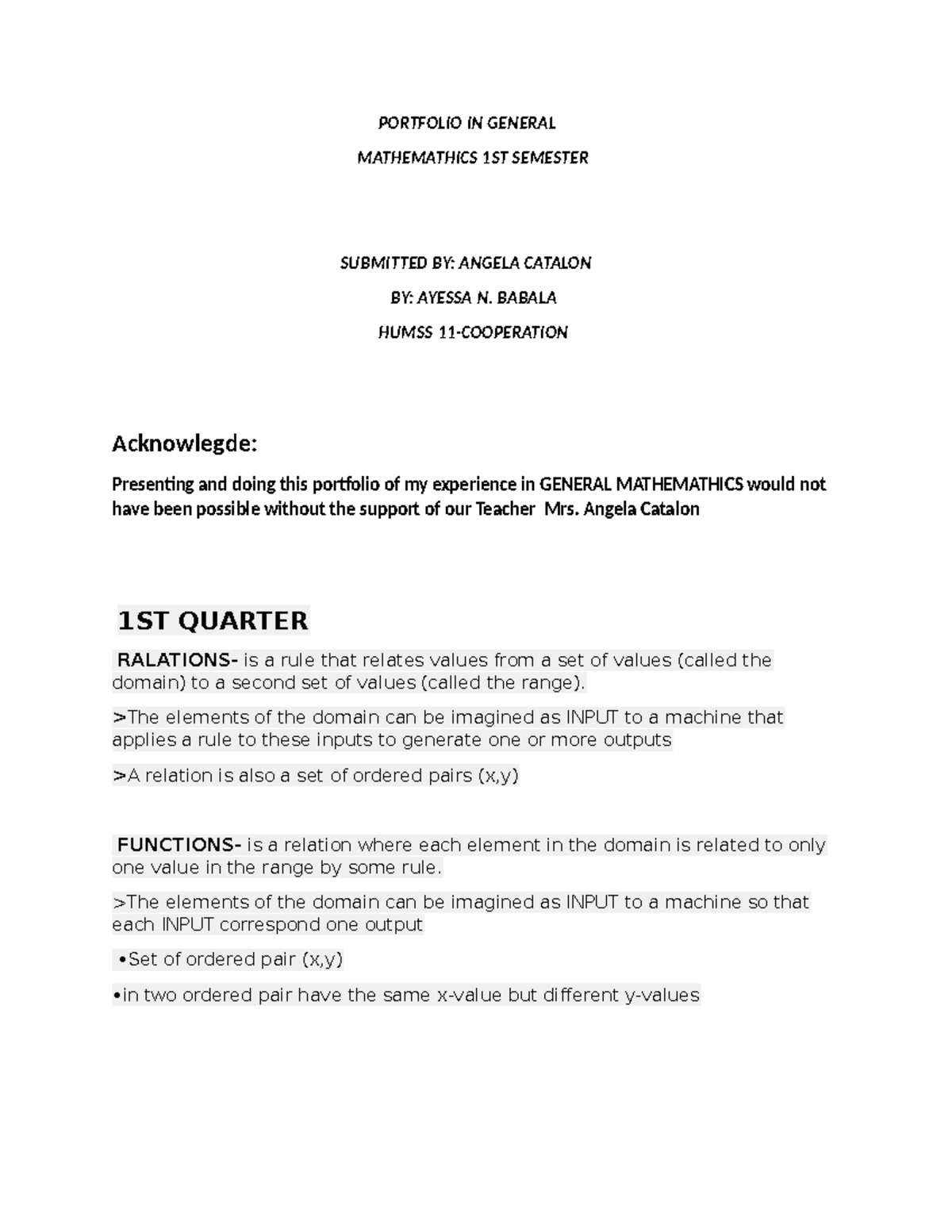 Portfolio IN General Matemathics - PORTFOLIO IN GENERAL MATHEMATHICS ...