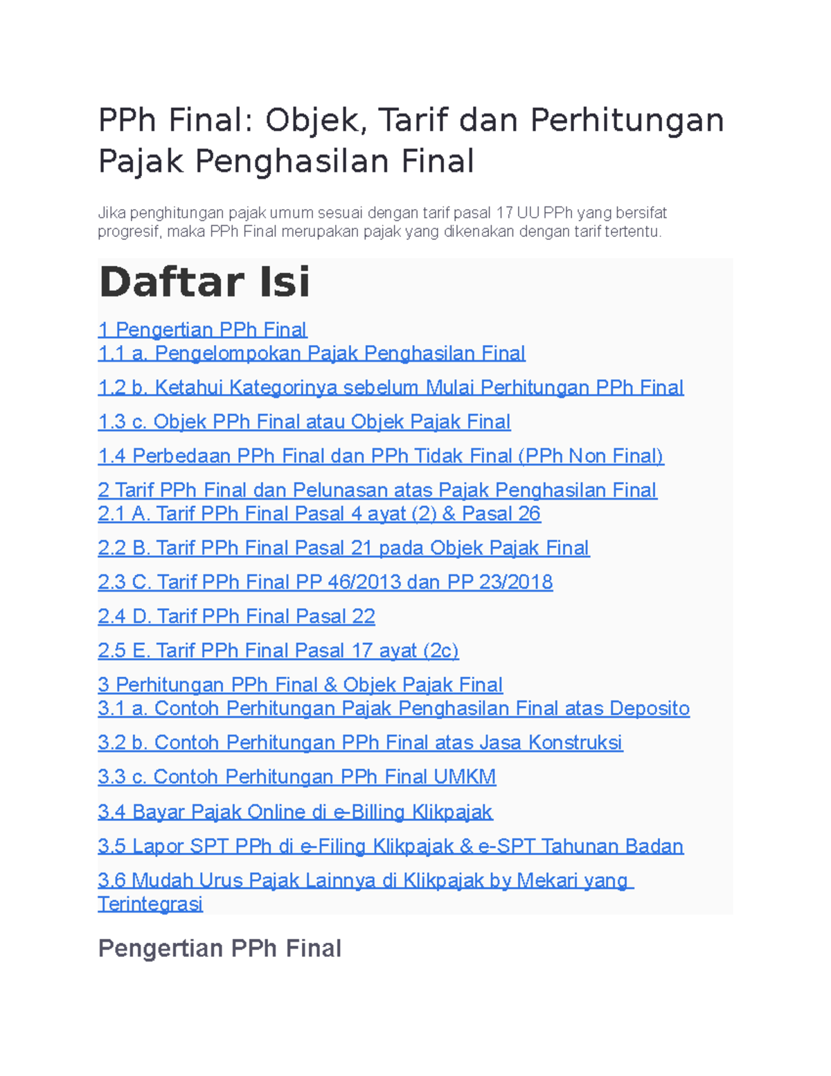 Pph Final Thanks Pph Final Objek Tarif Dan Perhitungan Pajak