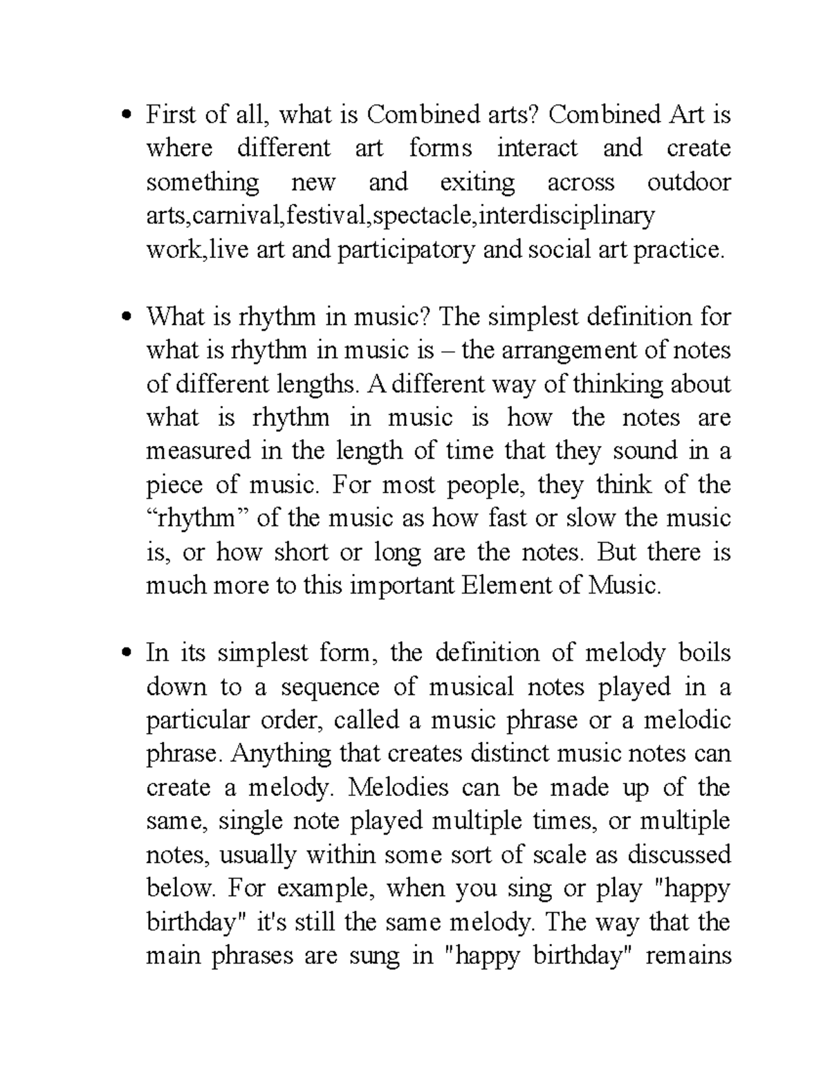Script Notes First of all, what is Combined arts? Combined Art is