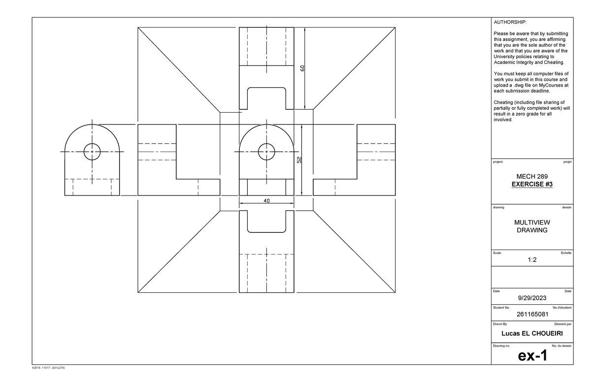 MECH289- EX3 Drawing Template-EX-3 Paperspace - drawing dessin project ...