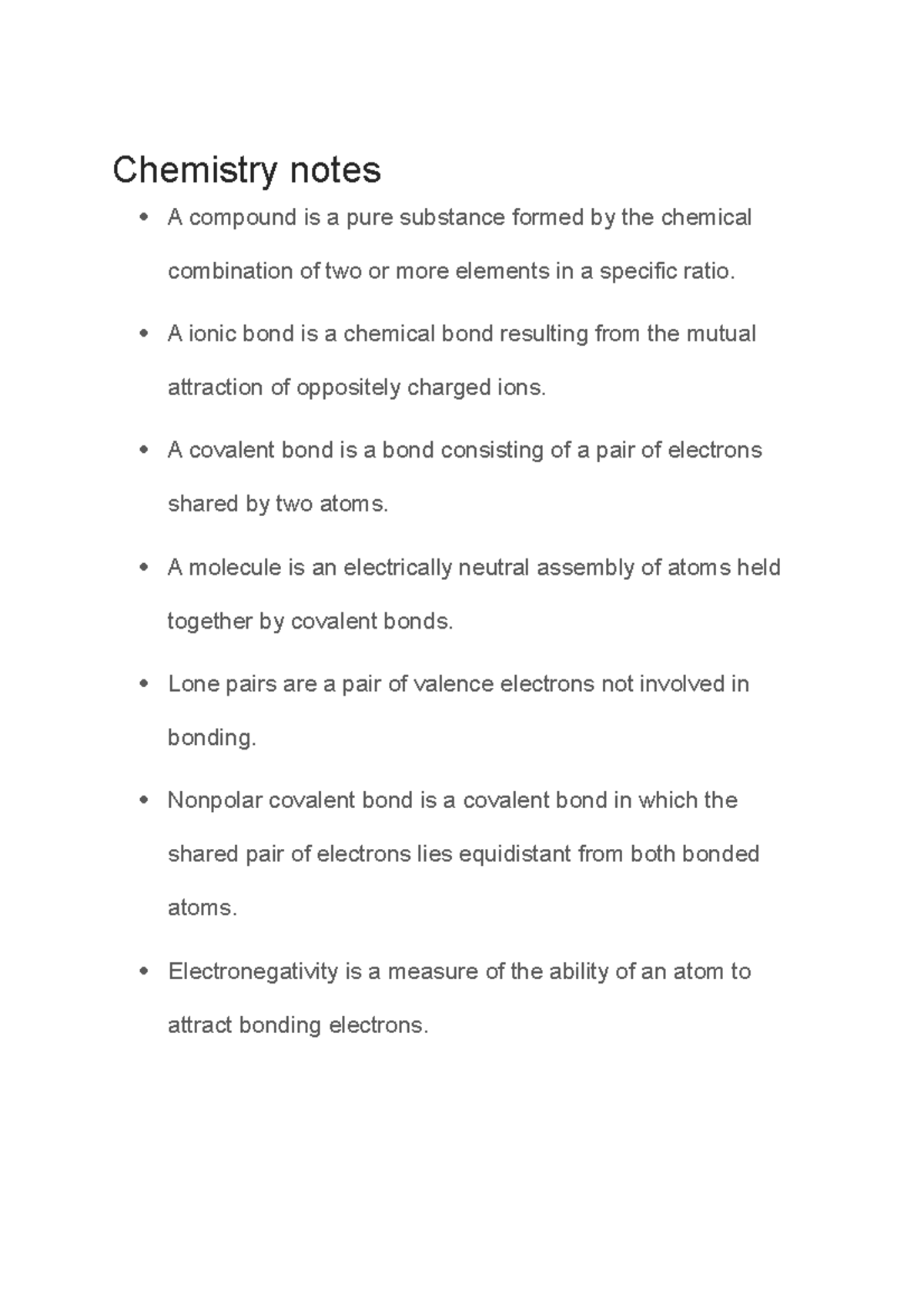 Chm Notes 1 Chemistry Notes A Compound Is A Pure Substance Formed By chm-notes-1-chemistry-notes-a-compound-is-a-pure-substance-formed-by