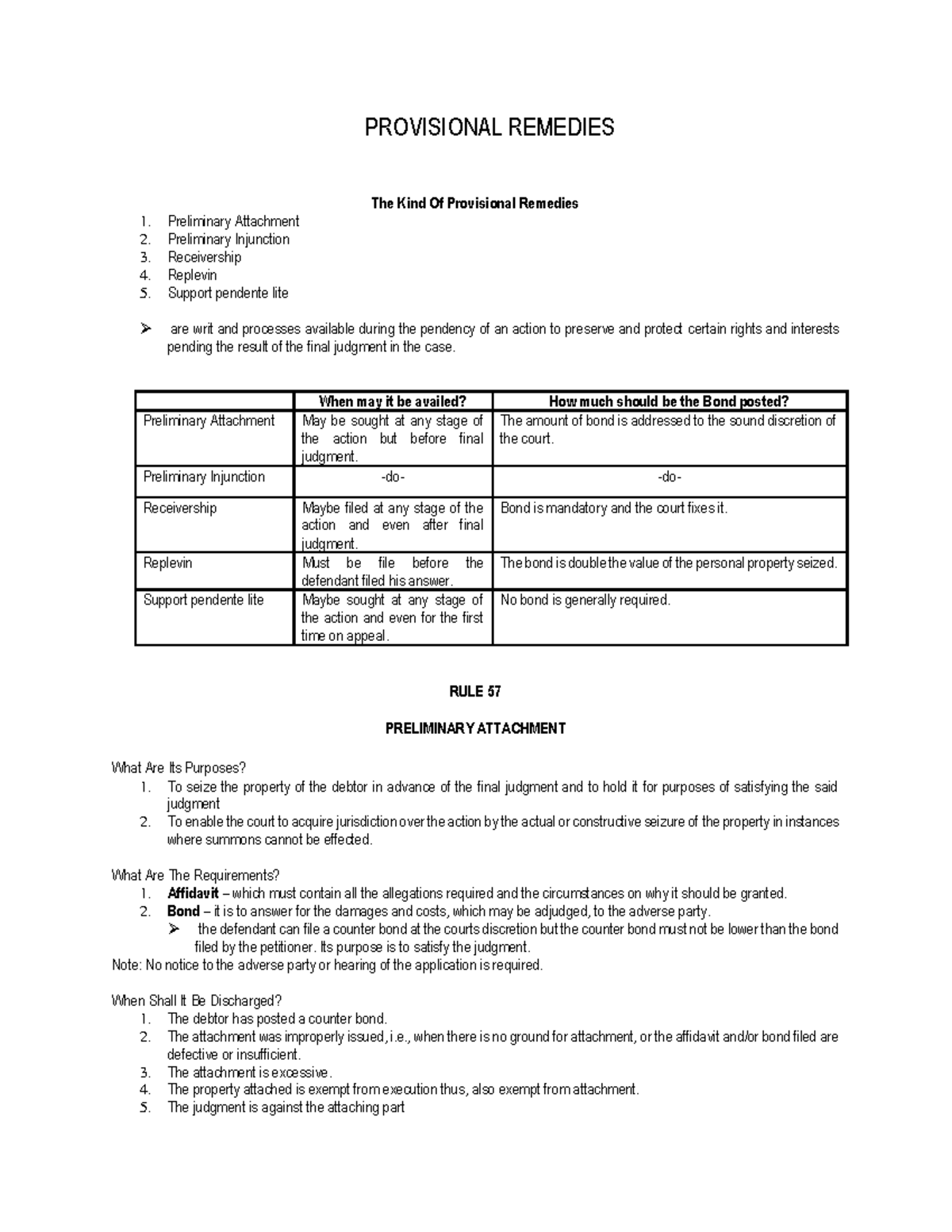 Provisional Remedies PROVISIONAL REMEDIES The Kind Of Provisional Remedies Preliminary