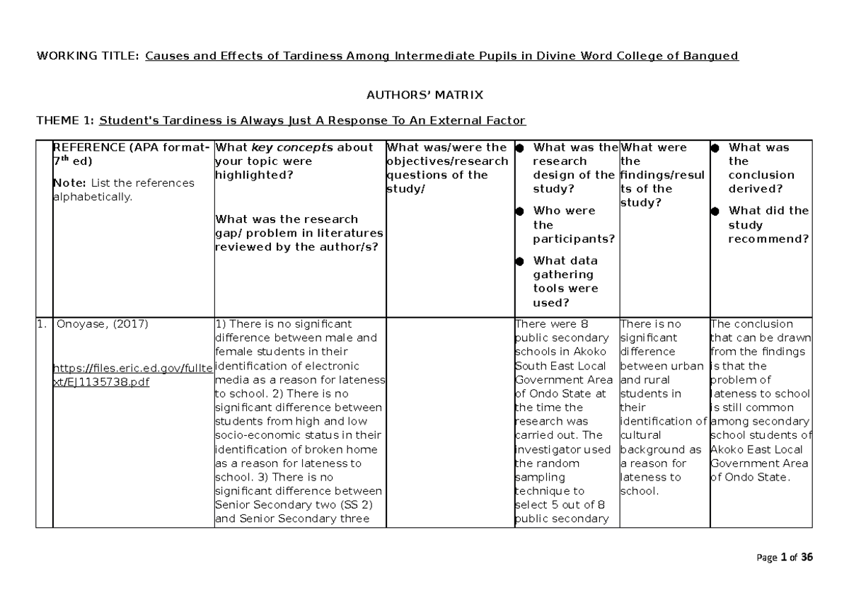 Authors-matrix-2 - none - WORKING TITLE: Causes and Effects of ...