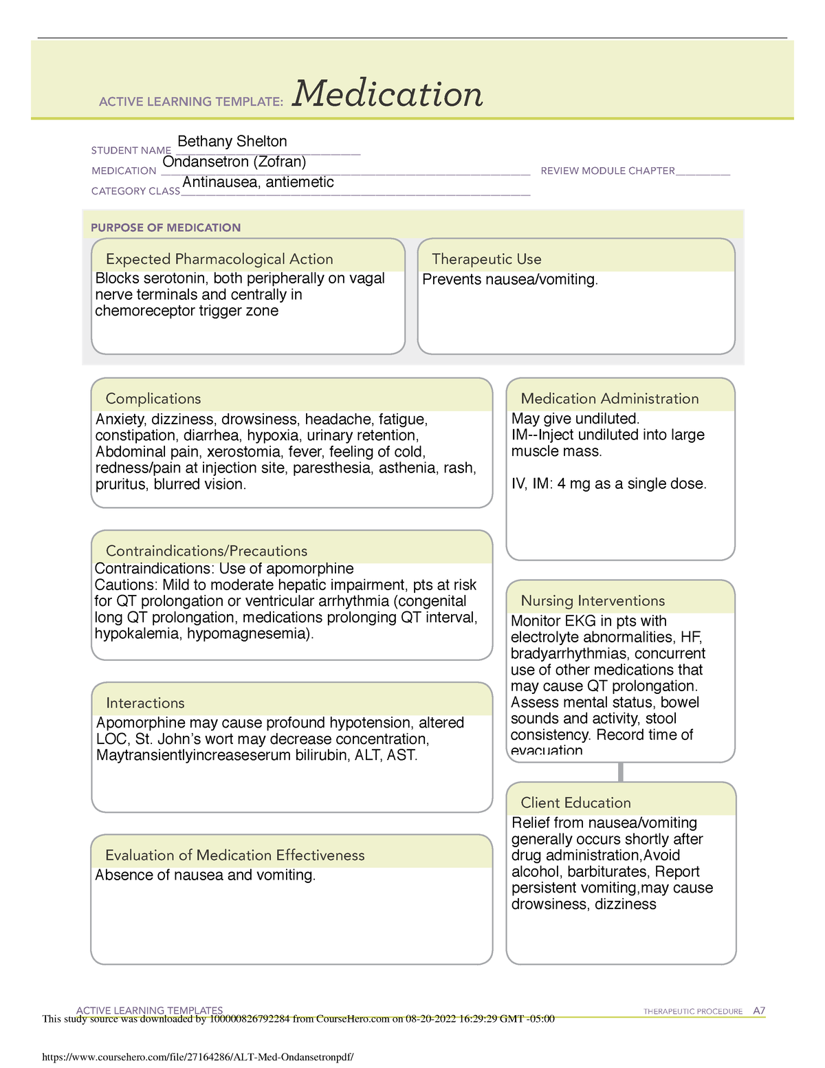 Ondansetron ati template ACTIVE LEARNING TEMPLATES THERAPEUTIC