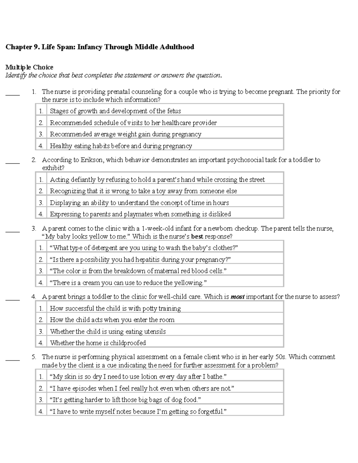 Fundamentals Of Nursing - Chapter 9. Life Span: Infancy Through Middle ...