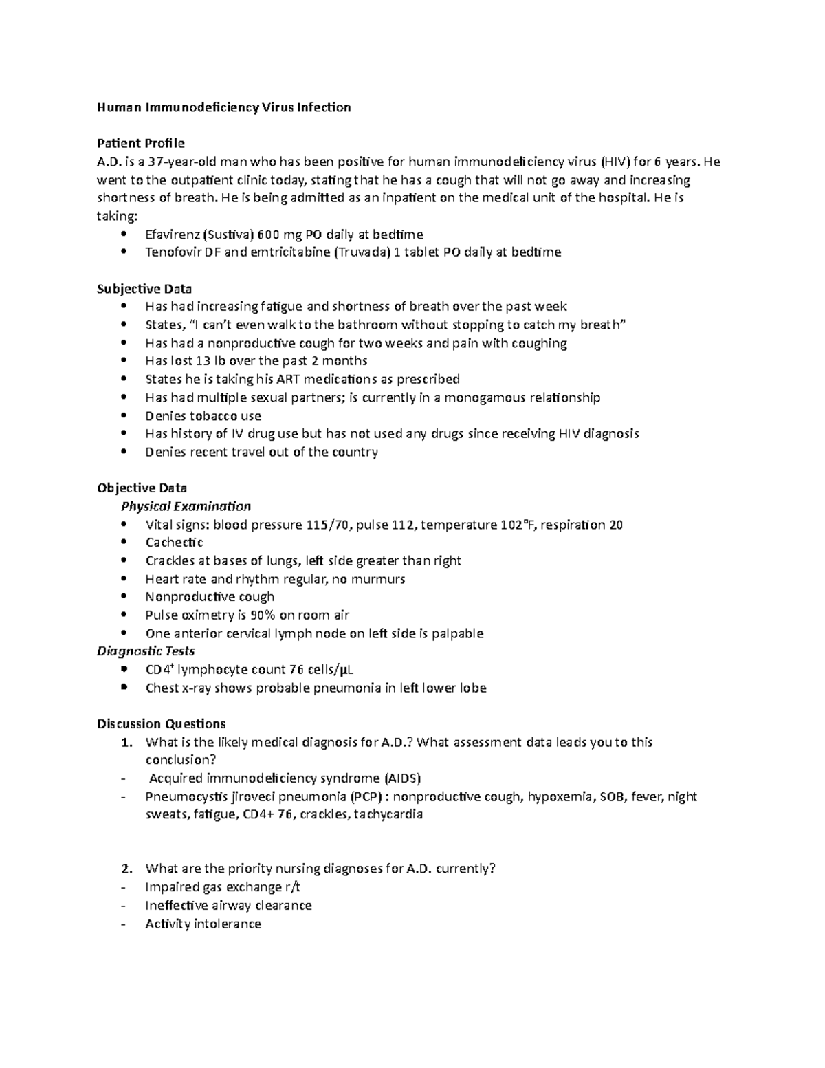 case study on human immunodeficiency virus