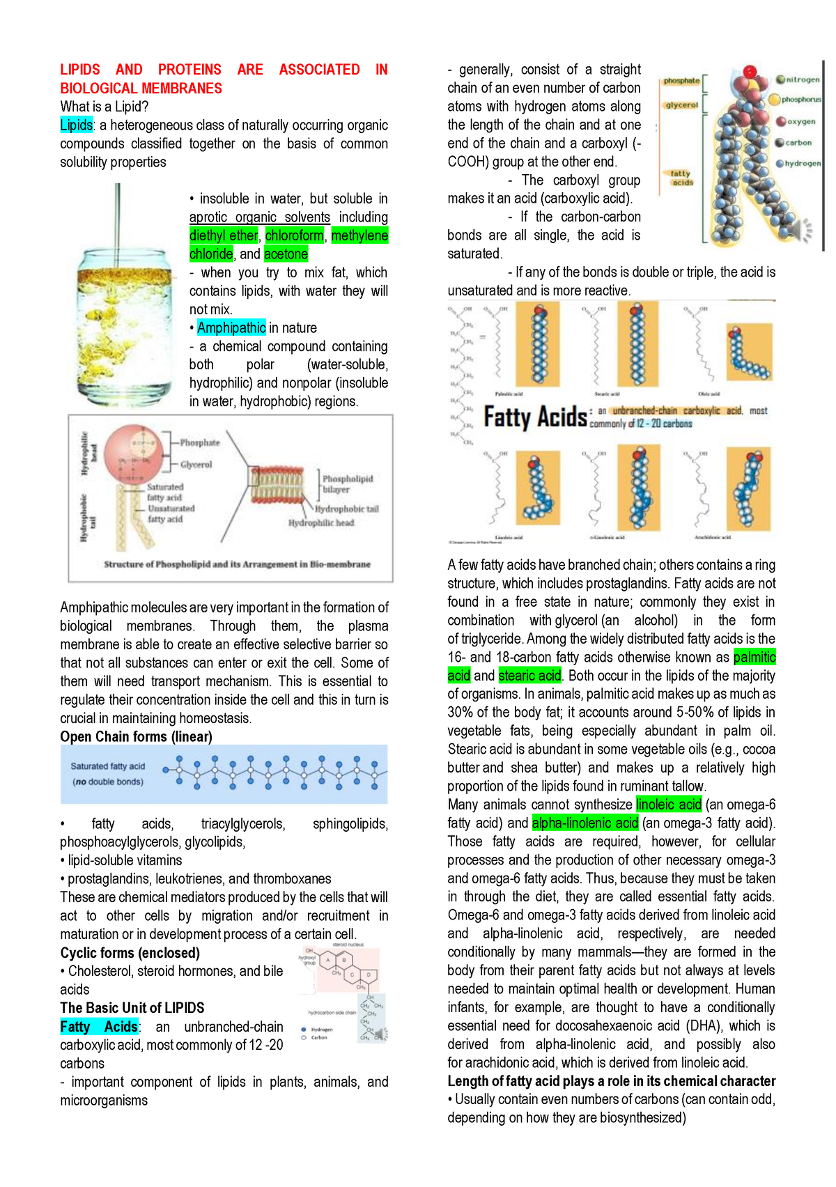 UNIT 11 Biochem Finals Lipids AND Biological Membranes - LIPIDS AND ...