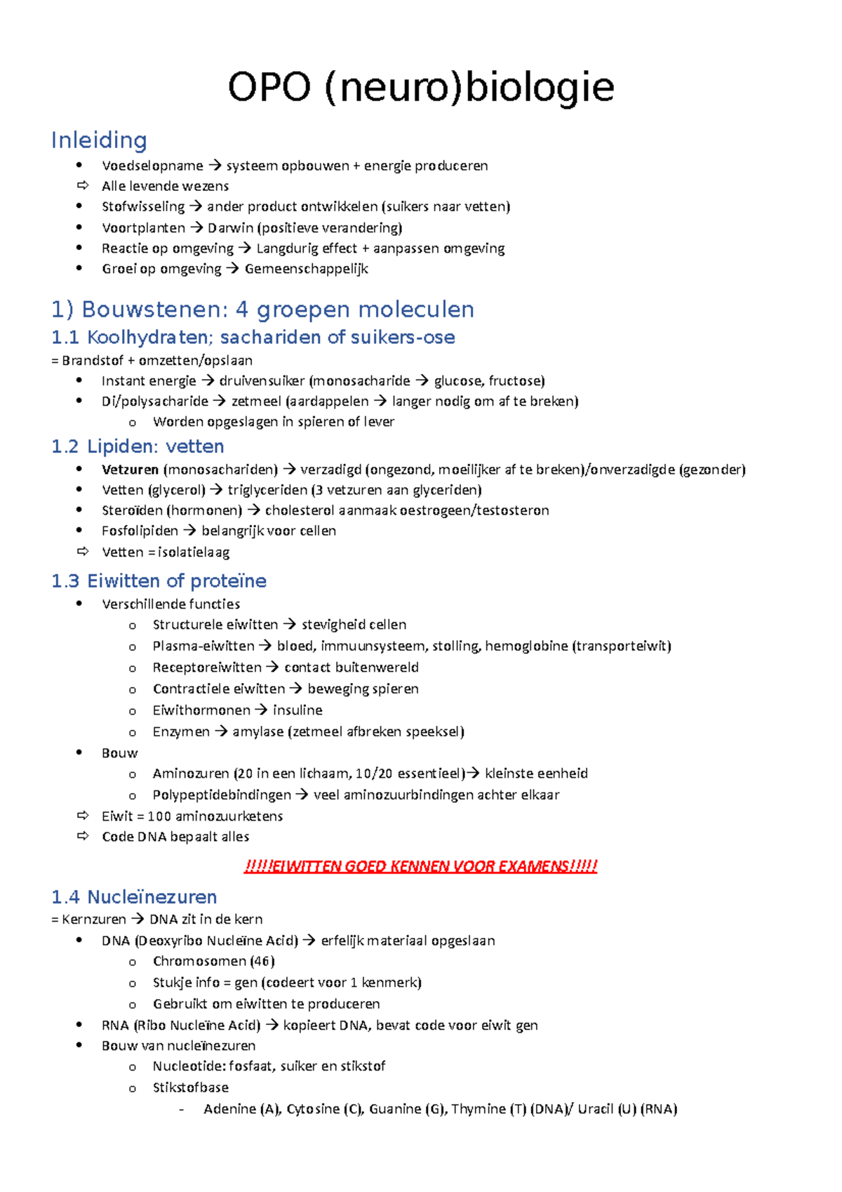 OPO (neuro)biologie - Samenvatting Vak (neuro)biologie UCLL - Biologie ...