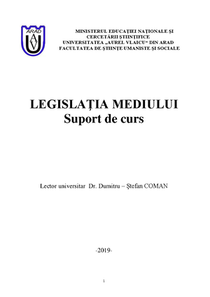 Legislatia Mediului Curs Doctrine Juridice Studocu