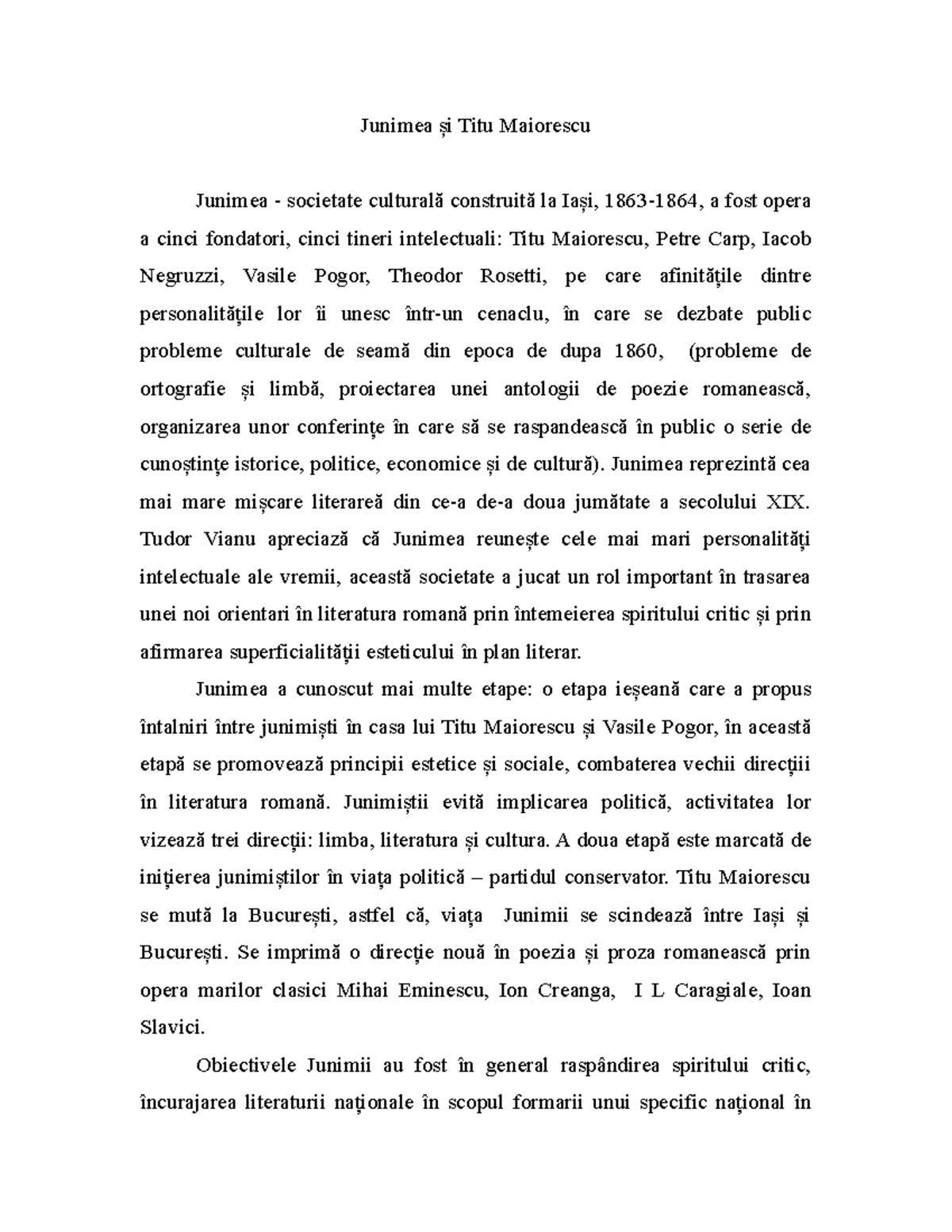 7.Junimea si Titu Maiorescu - Junimea și Titu Maiorescu Junimea ...