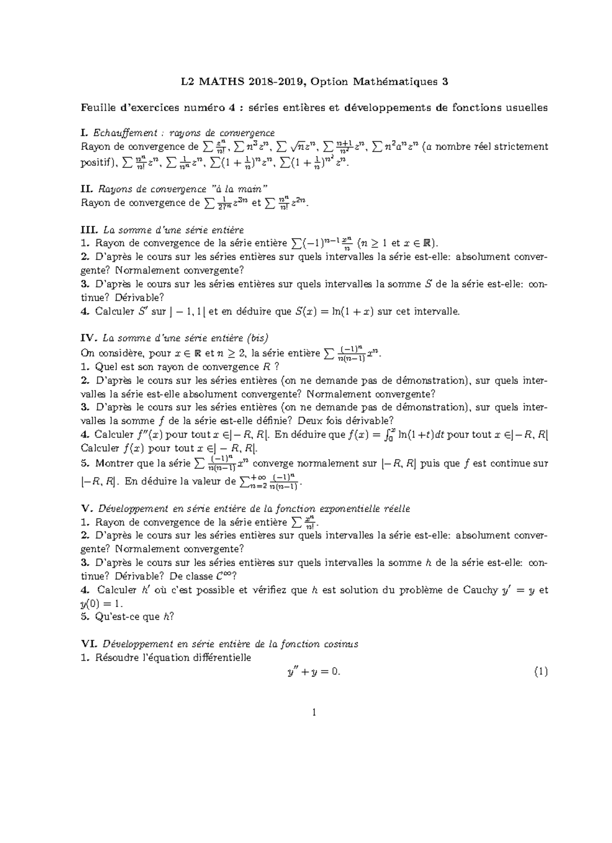 Feuille De TD4 - Option Maths 3 - L2 MATHS 2018-2019, Option Math ...