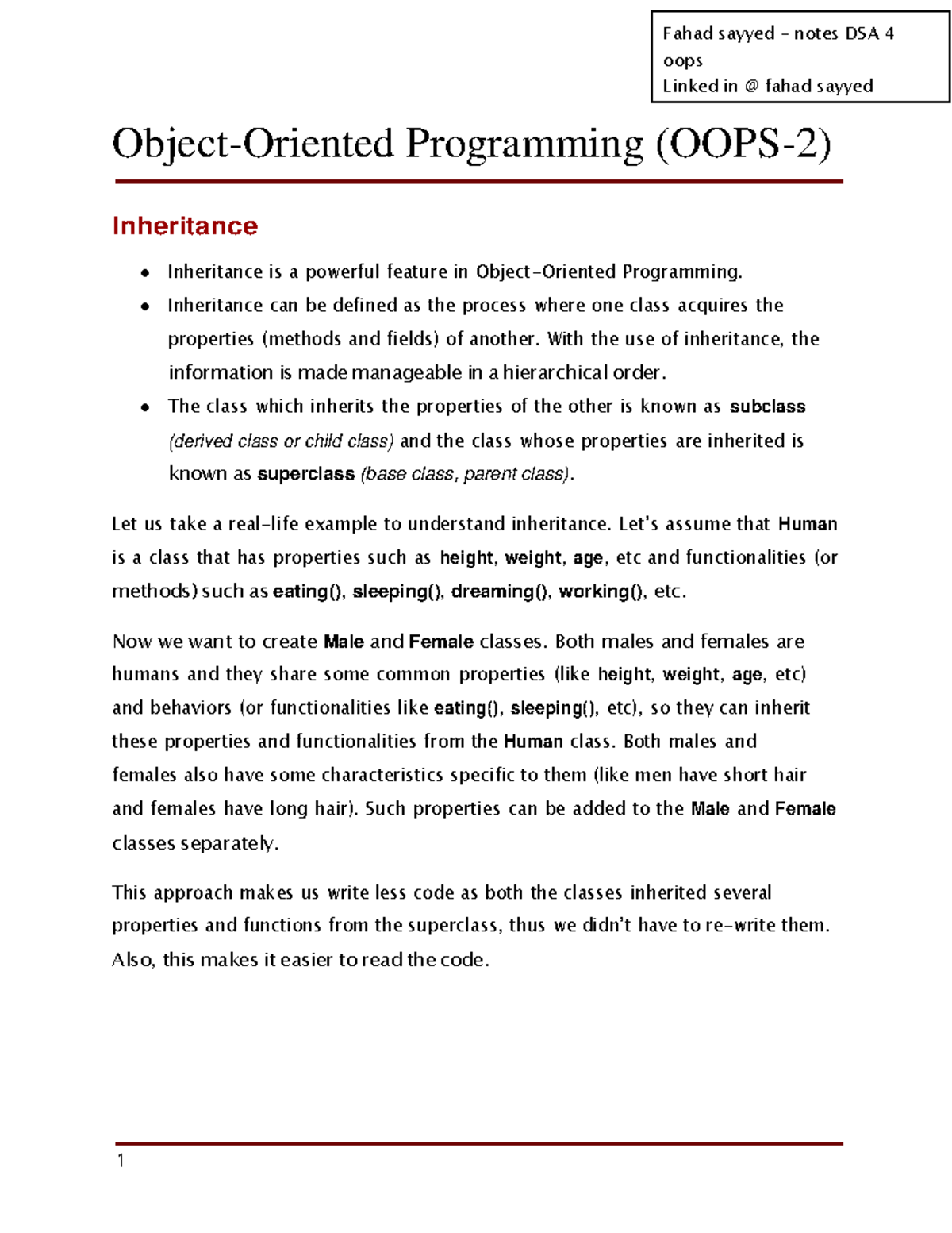 OOPS - ,uyviuy - oops Linked in @ fahad sayyed Object-Oriented ...