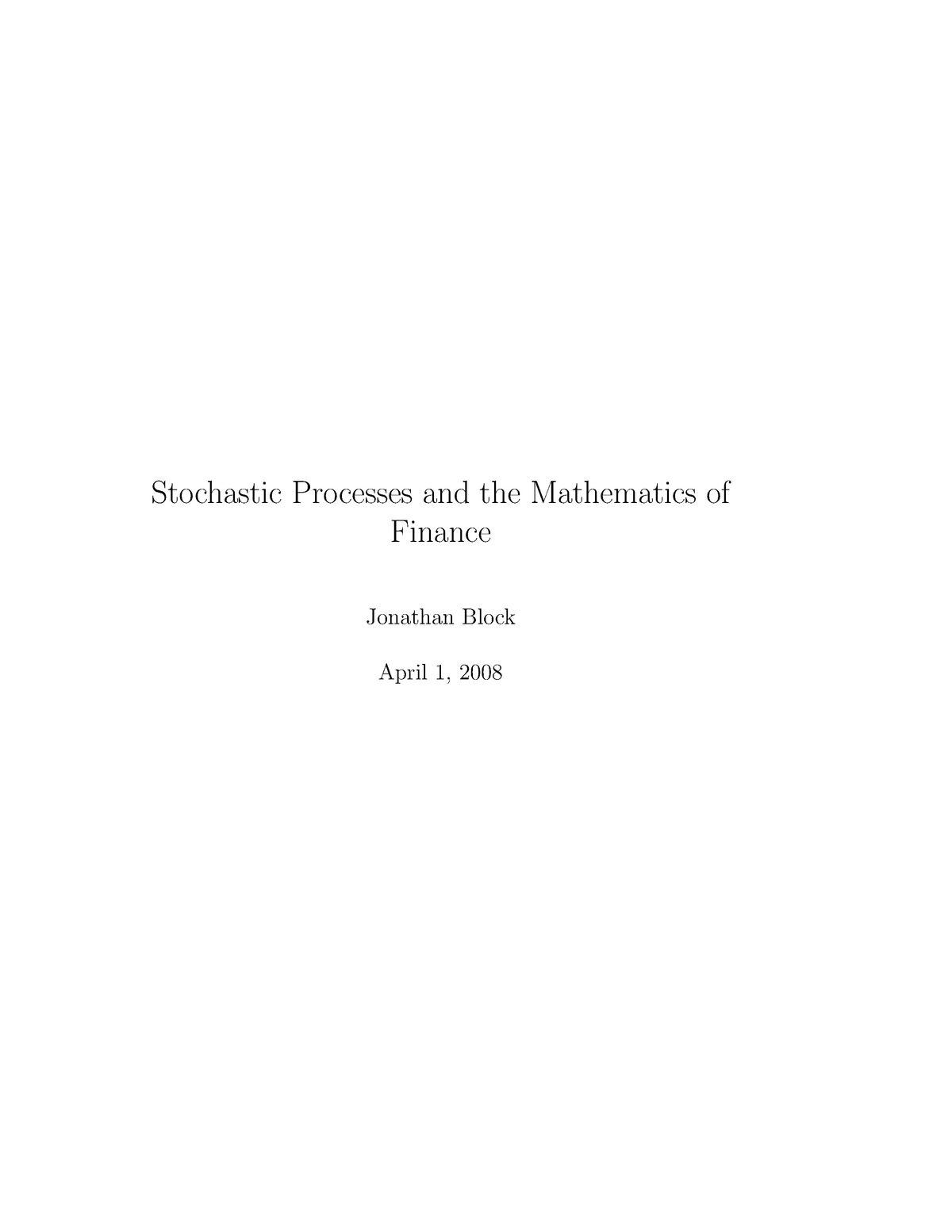 Introduction To Stochastic Processes - Studocu