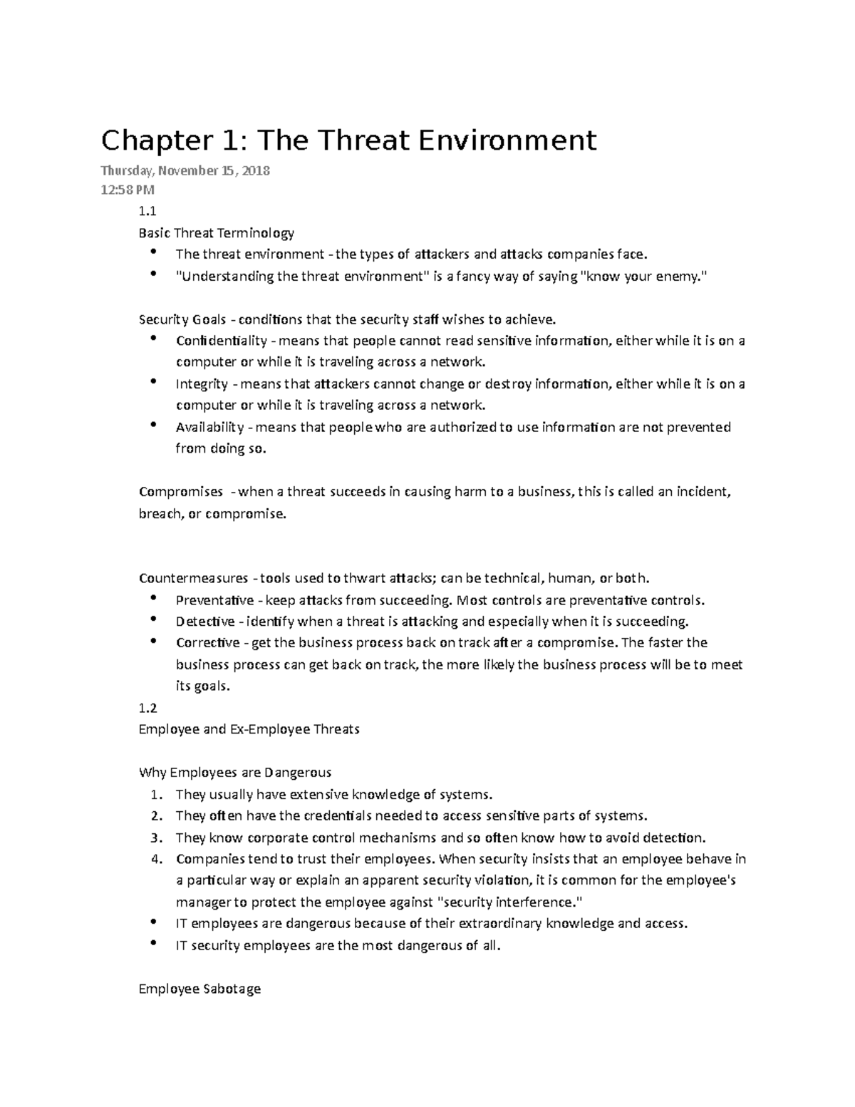 Chapter 1 - Threat Environment - Chapter 1: The Threat Environment ...
