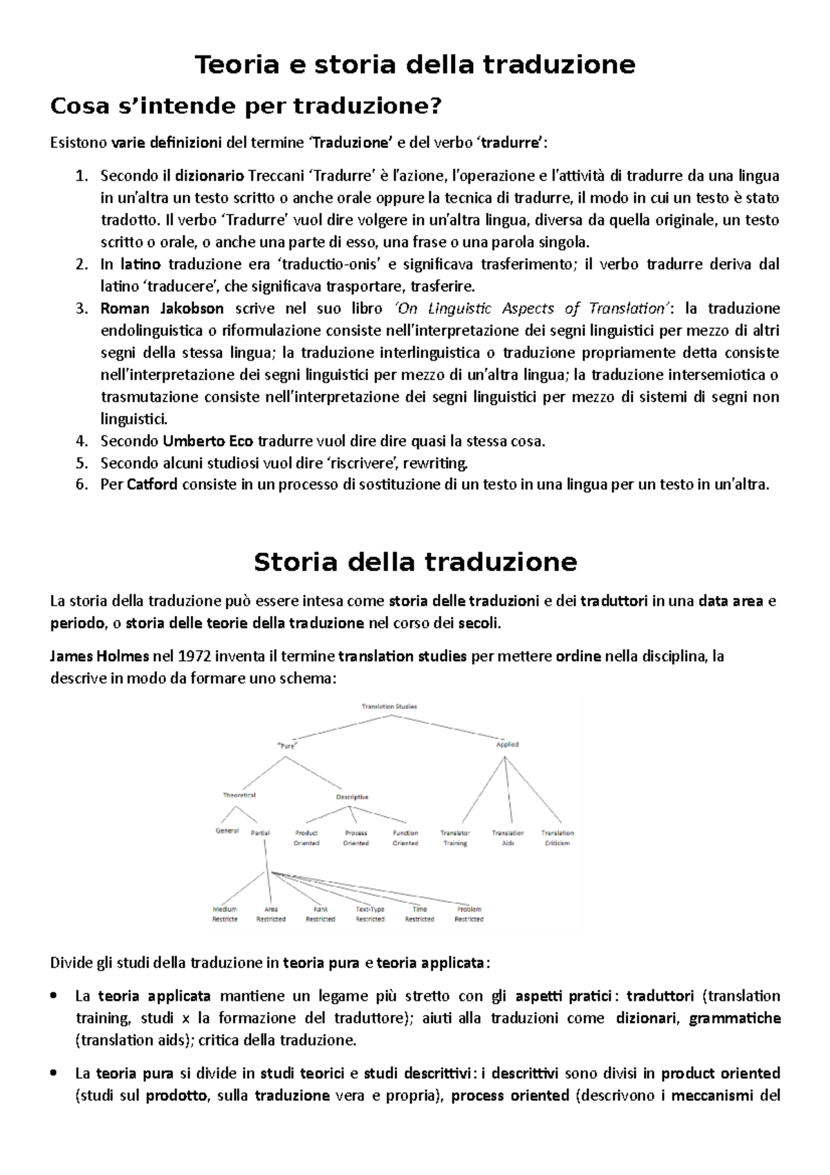 Teoria e storia della traduzione Il verbo ‘Tradurre’ vuol dire